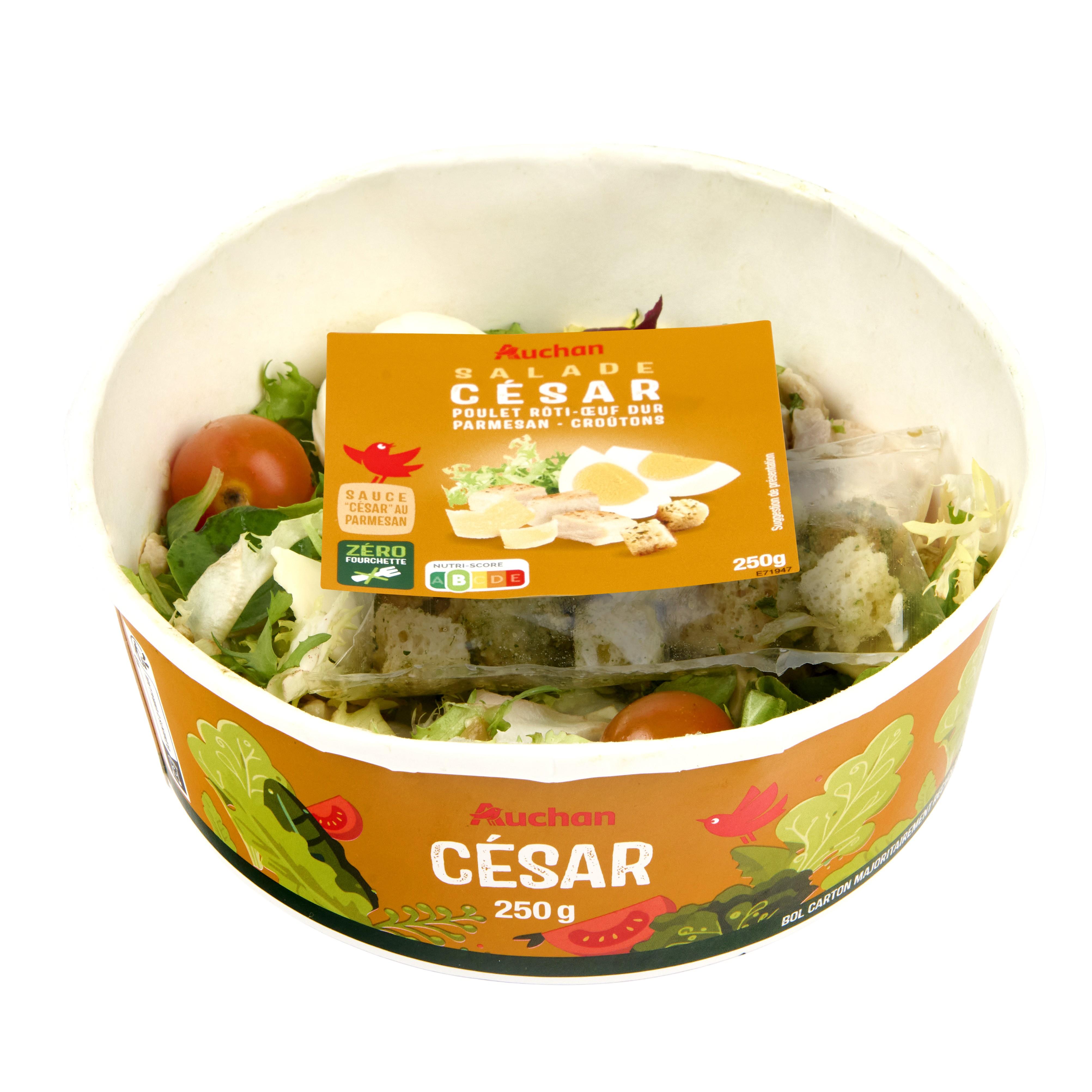Voir la diapositive 3 : AUCHAN Salade césar sans couverts 250g