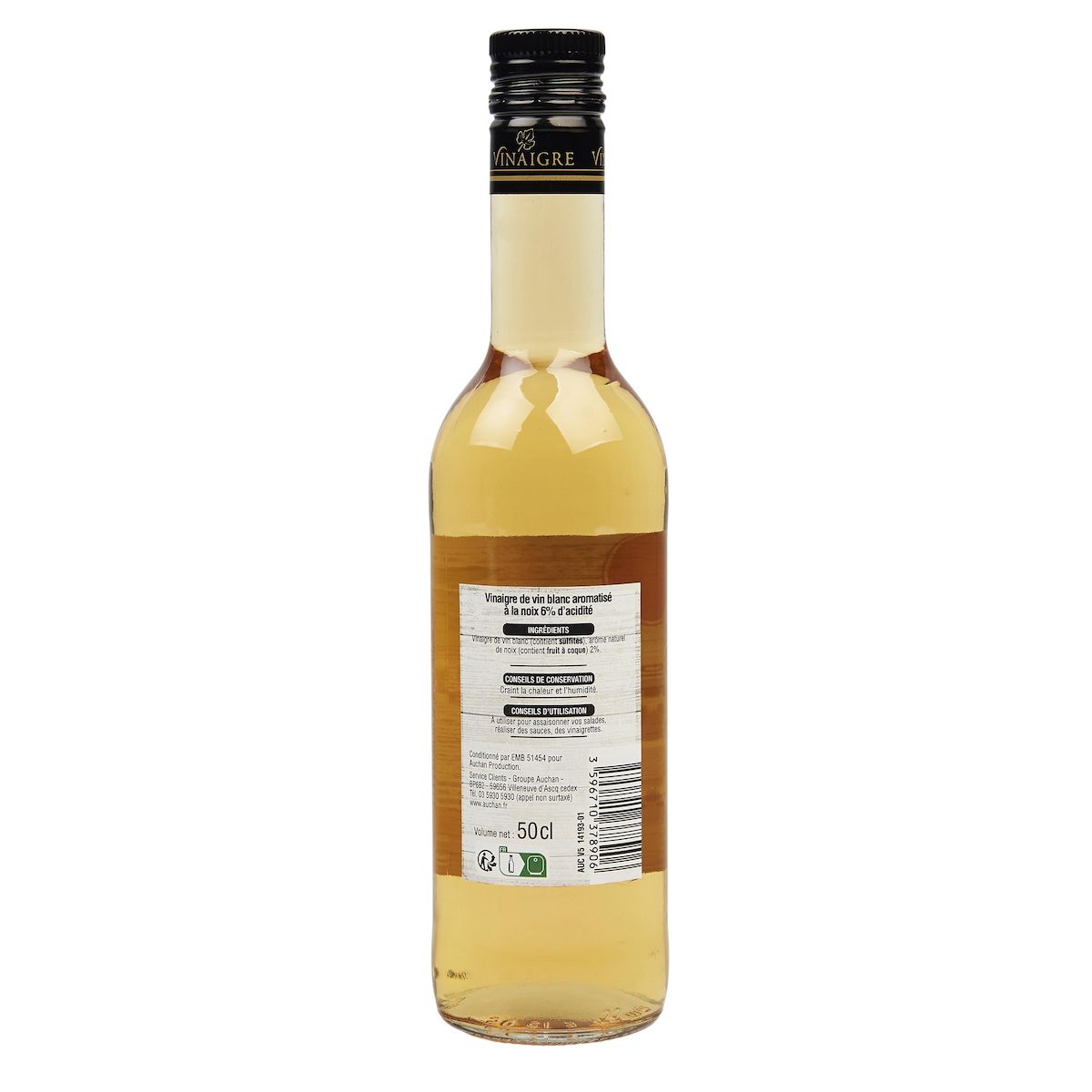 AUCHAN Vinaigre de vin blanc aromatisé à la noix 50cl