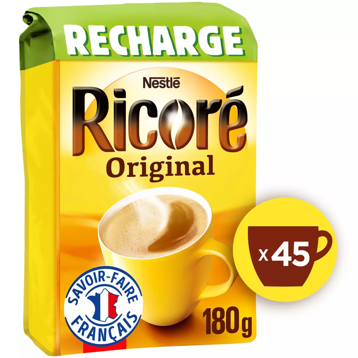 NESTLE Recharge café chicorée soluble Ricoré original éco pack 45 tasses 180g