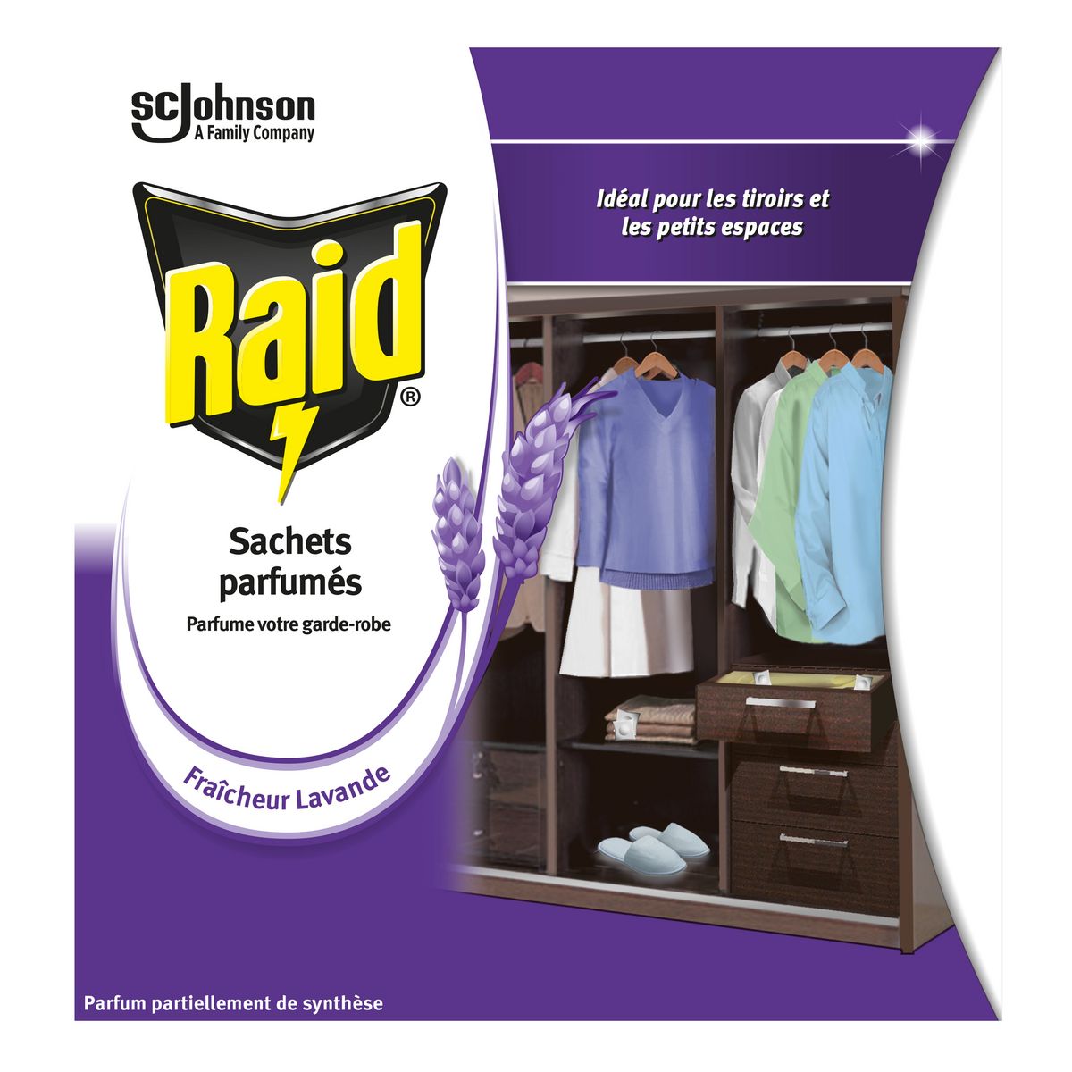 RAID Sachets parfumés fraîcheur lavande 18 sachets