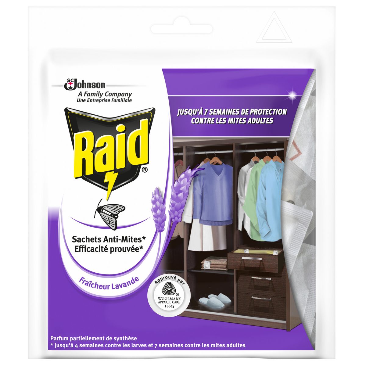 RAID Sachets parfumés fraîcheur lavande 18 sachets