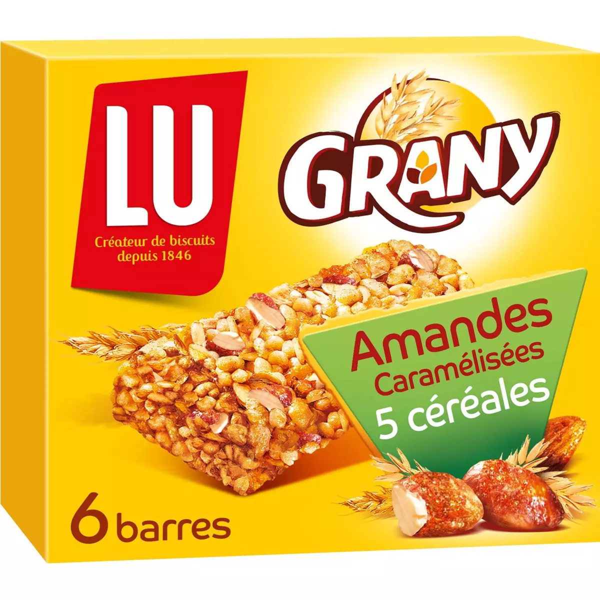 GRANY Barre céréalière aux amandes caramélisées 6 barres 125g