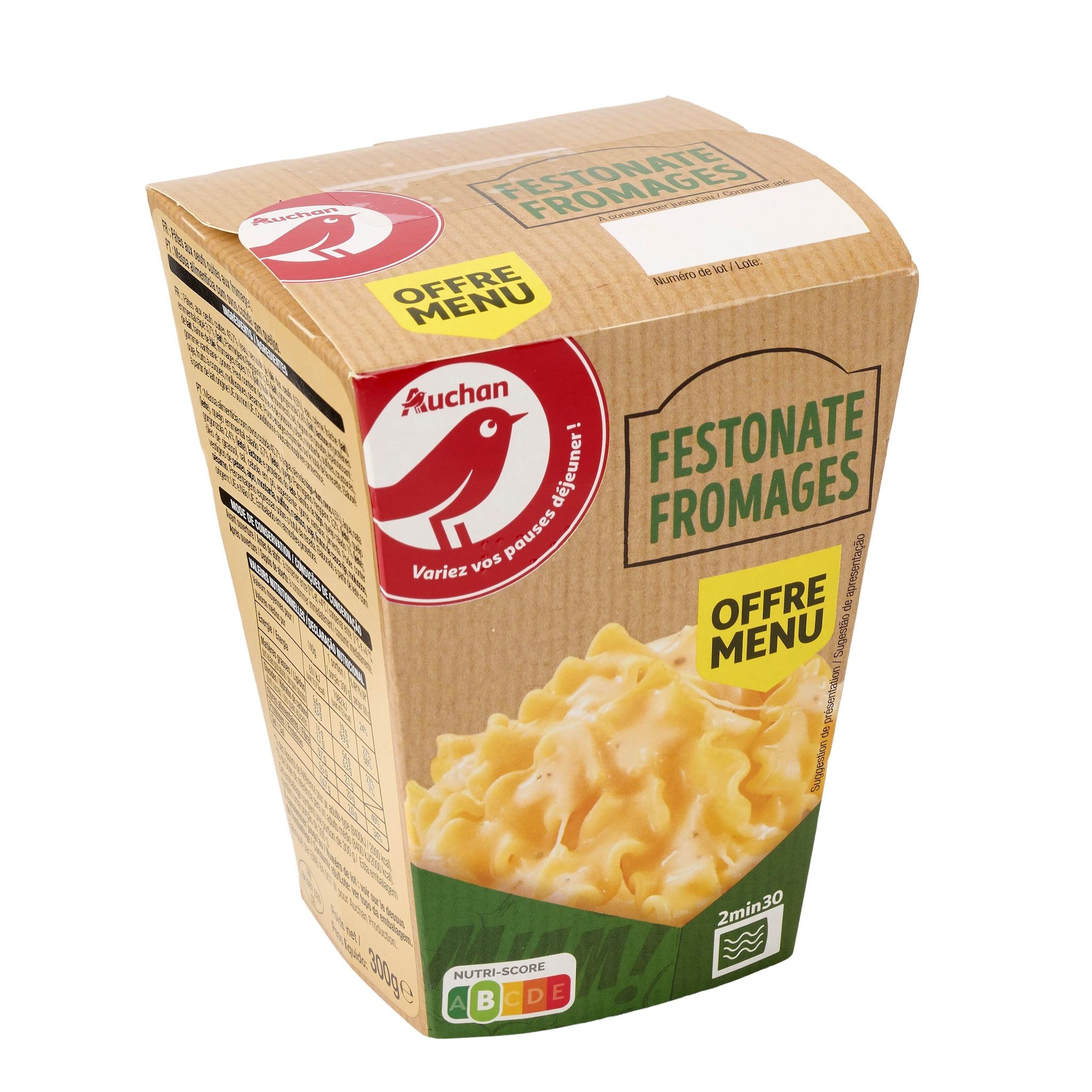Voir la diapositive 3 : AUCHAN Box festonate aux fromages sans couverts 300g