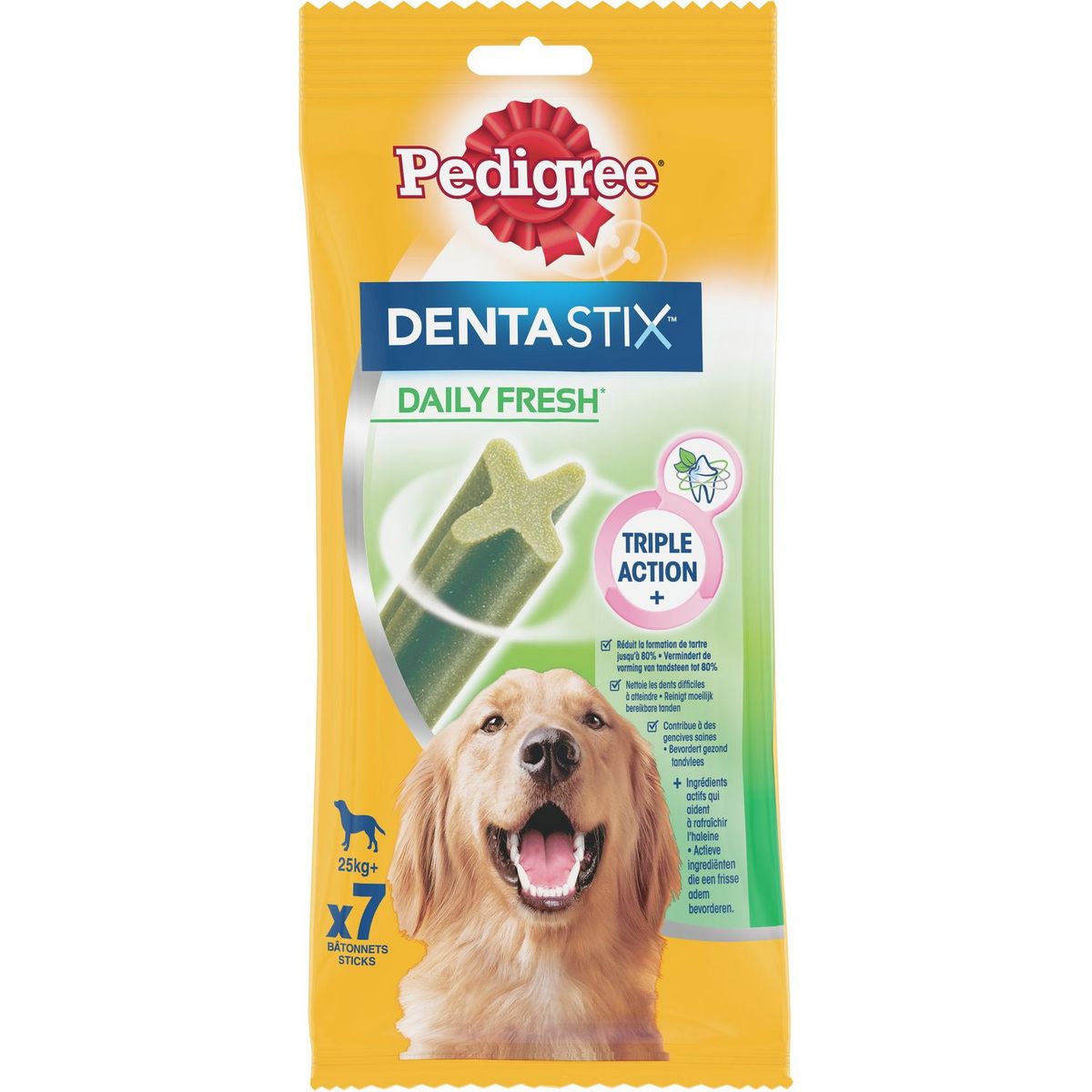 PEDIGREE Dentastix friandises batonnêts Daily Fresh hygiène dents pour grand chien 7 batonnêts 270g
