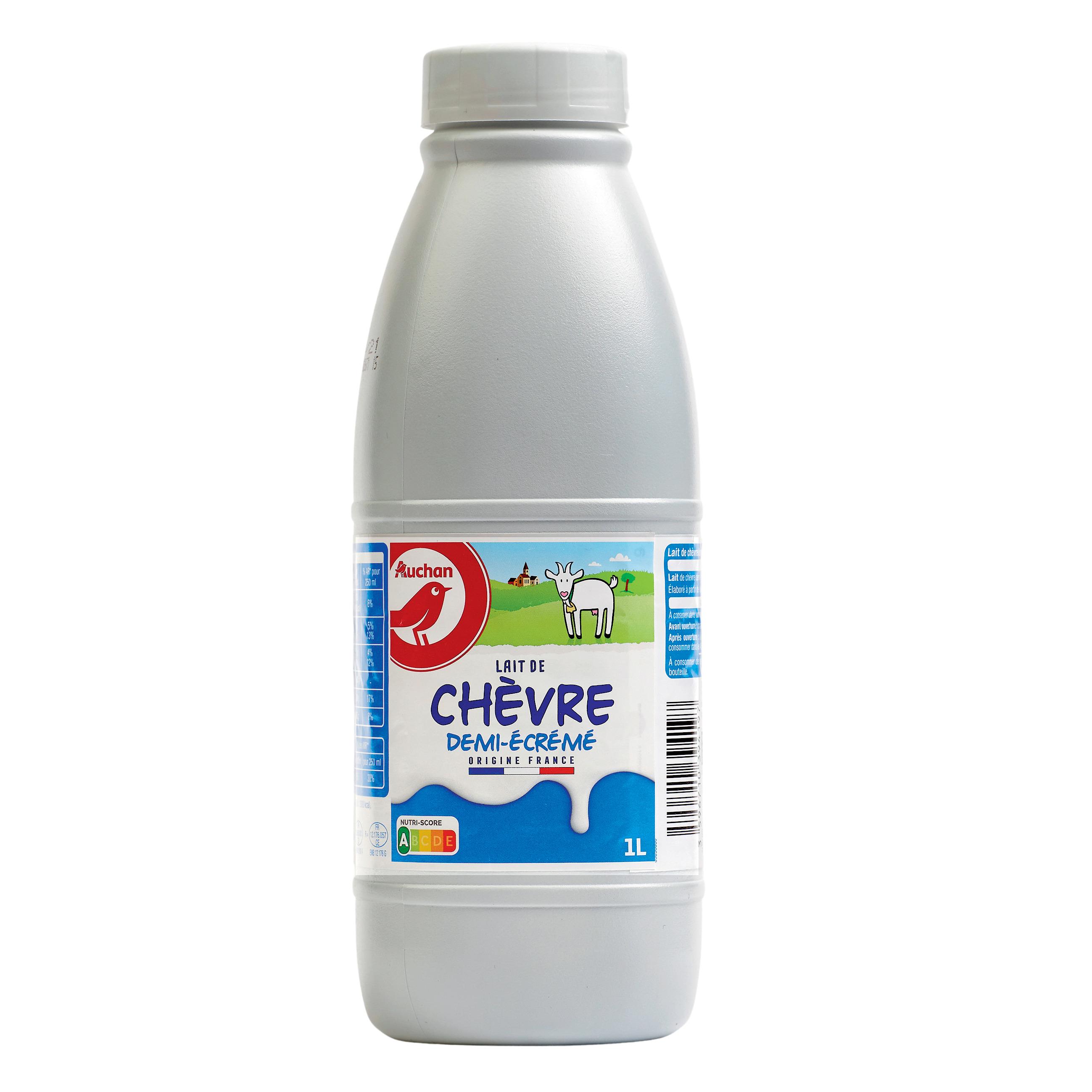 Voir la diapositive 3 : AUCHAN Lait de chèvre demi-écrémé stérilisé UHT 1L