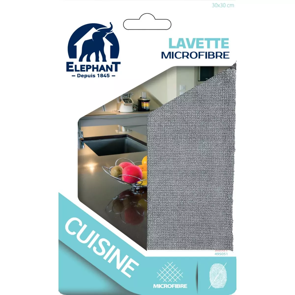 ELEPHANT Lavette microfibre cuisine 30x30cm 1 lavette