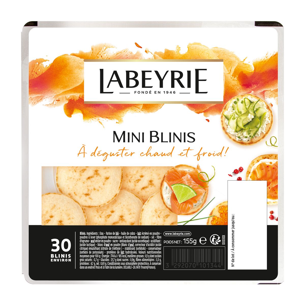 LABEYRIE Mini blinis 30 pièces environ 155g