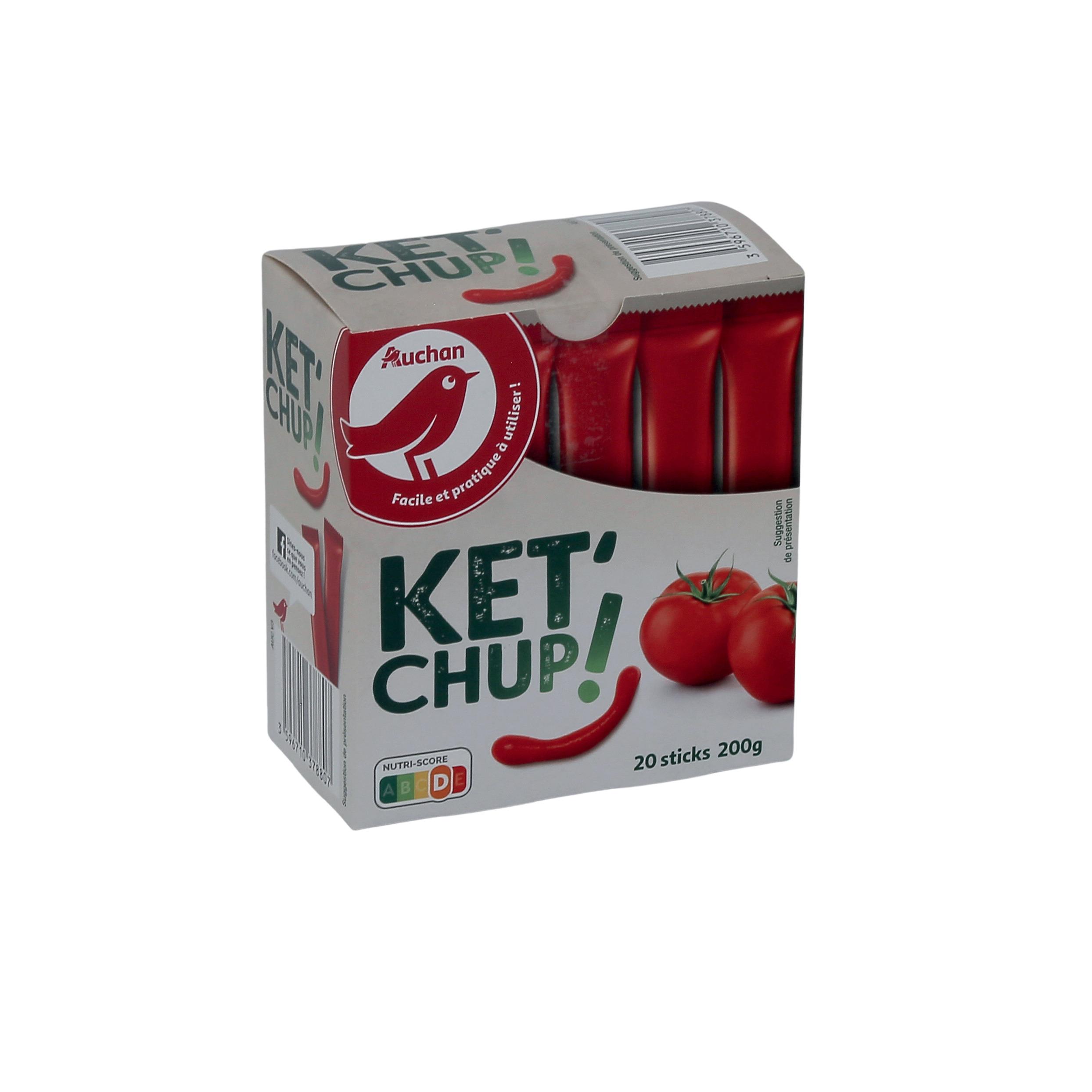Voir la diapositive 2 : AUCHAN Ketchup en sticks 20 sticks 200g