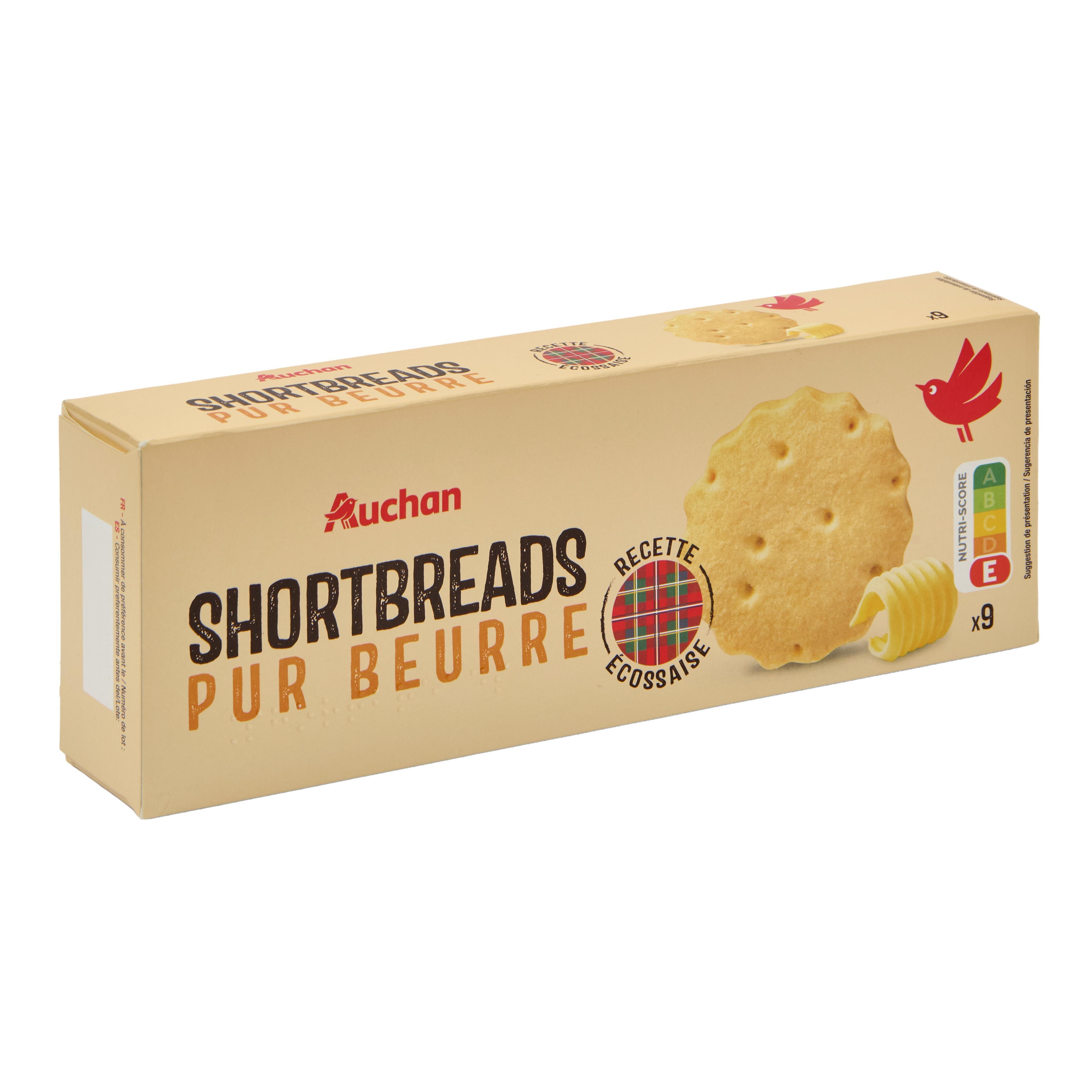 Voir la diapositive 3 : AUCHAN Shortbreads sablés pur beurre 9 biscuits 150g