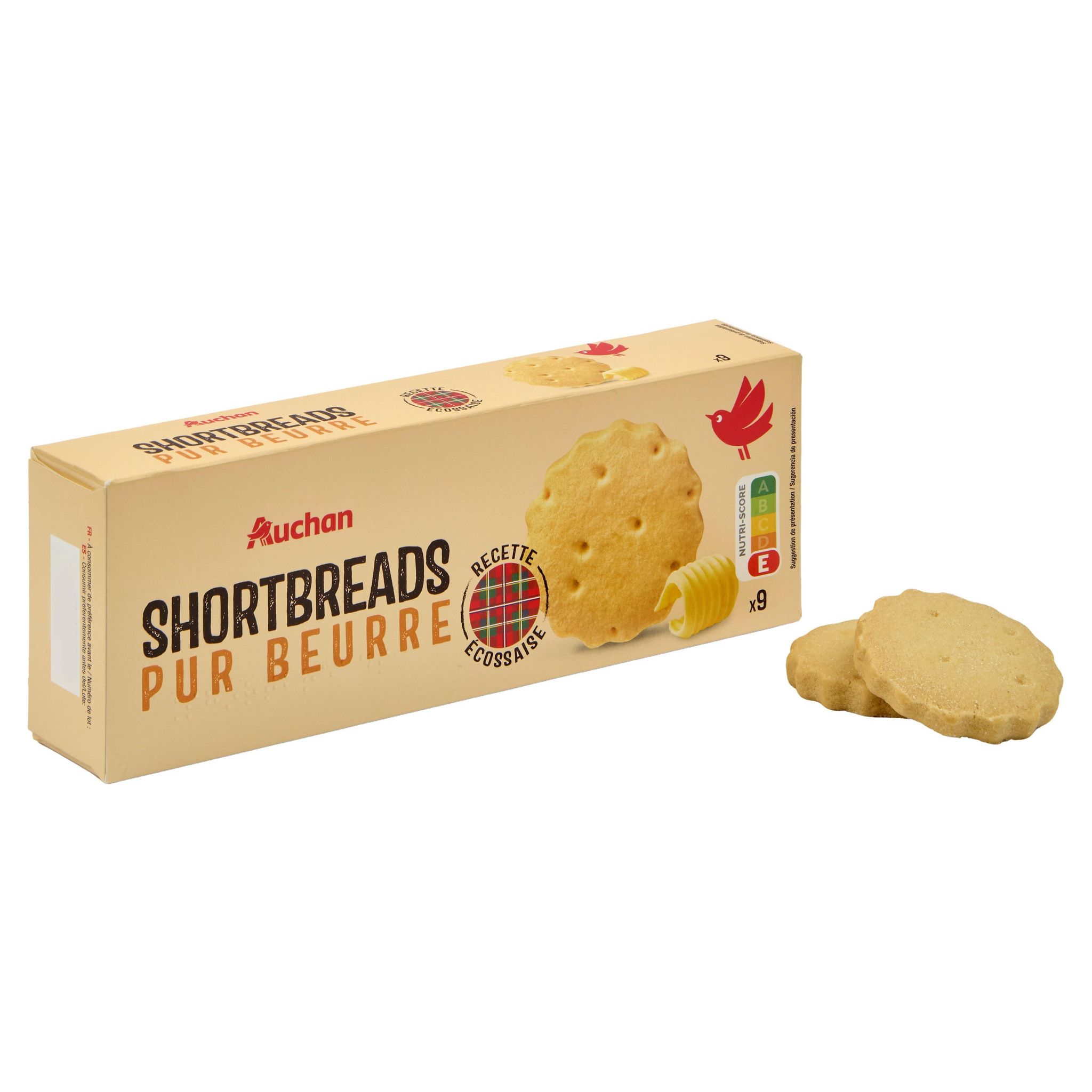 Voir la diapositive 4 : AUCHAN Shortbreads sablés pur beurre 9 biscuits 150g