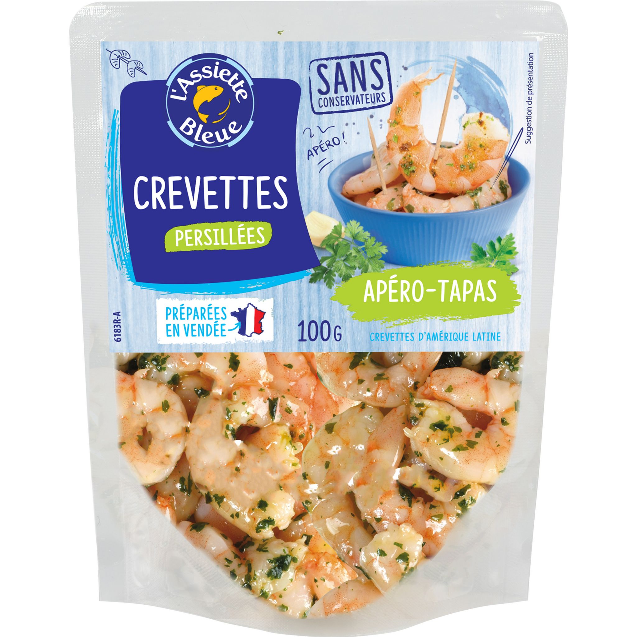 L'ASSIETTE BLEUE Crevettes persillées 100g