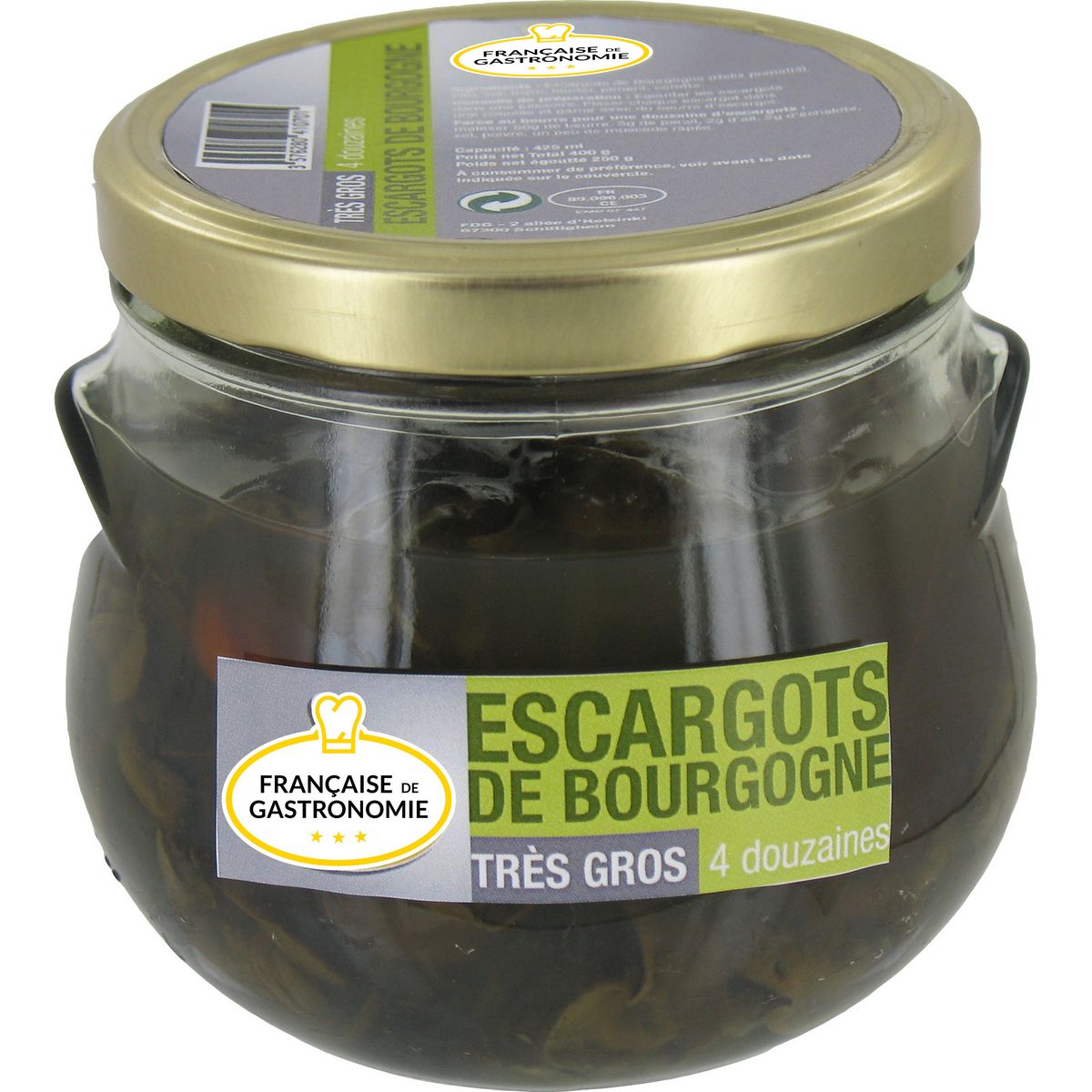 FRANCAISE DE GASTRONOMIE Escargots de Bourgogne très gros 4 dz 4x12 250g