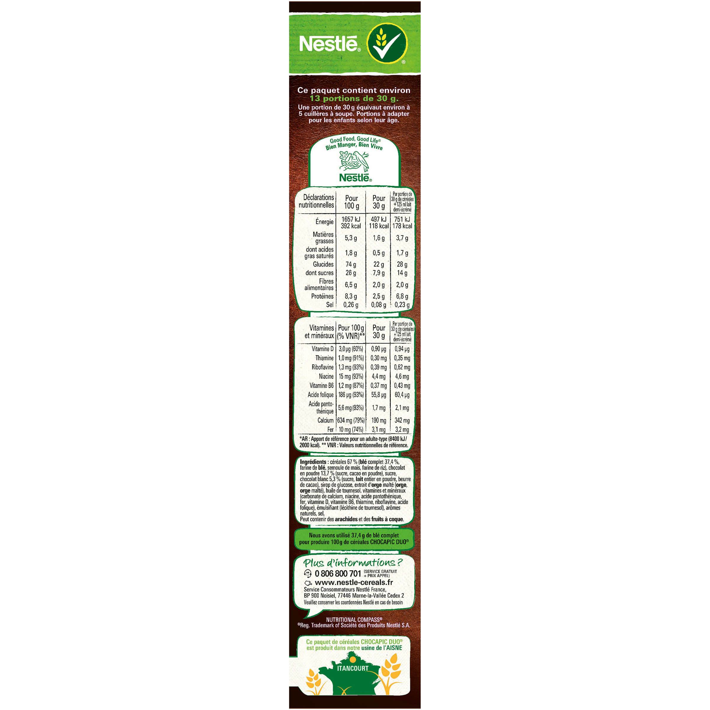 Voir la diapositive 3 : CHOCAPIC Duo céréales aux chocolats 400g