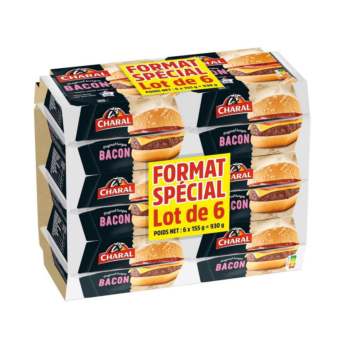 CHARAL Original bacon burger 6 pièces 930g