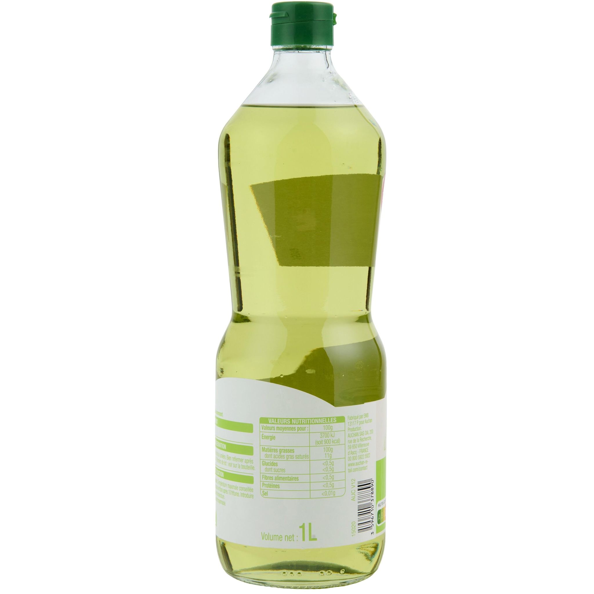 Voir la diapositive 2 : AUCHAN Huile de pépins de raisin 1l