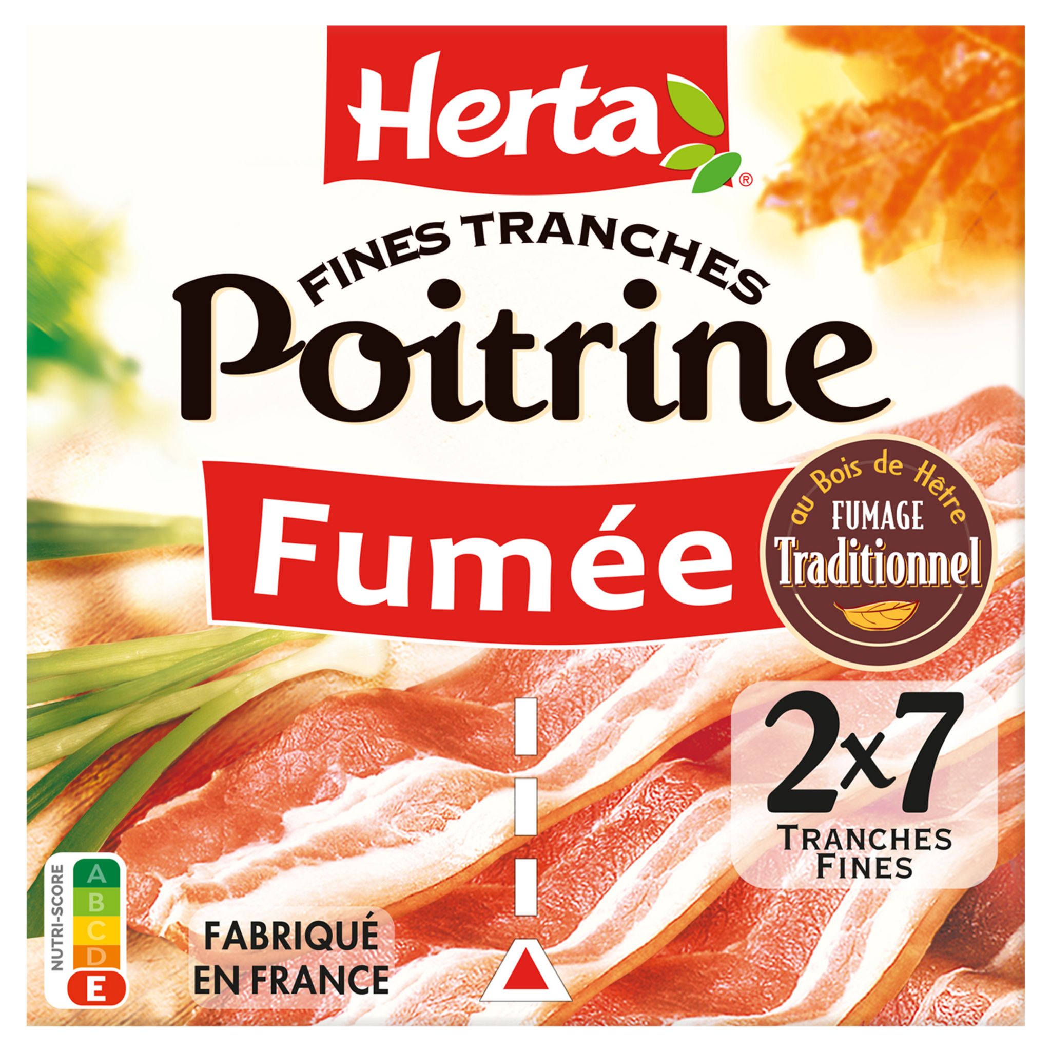 Voir la diapositive 2 : HERTA Fines tranches de poitrine fumée 2x7 tranches 2x100g