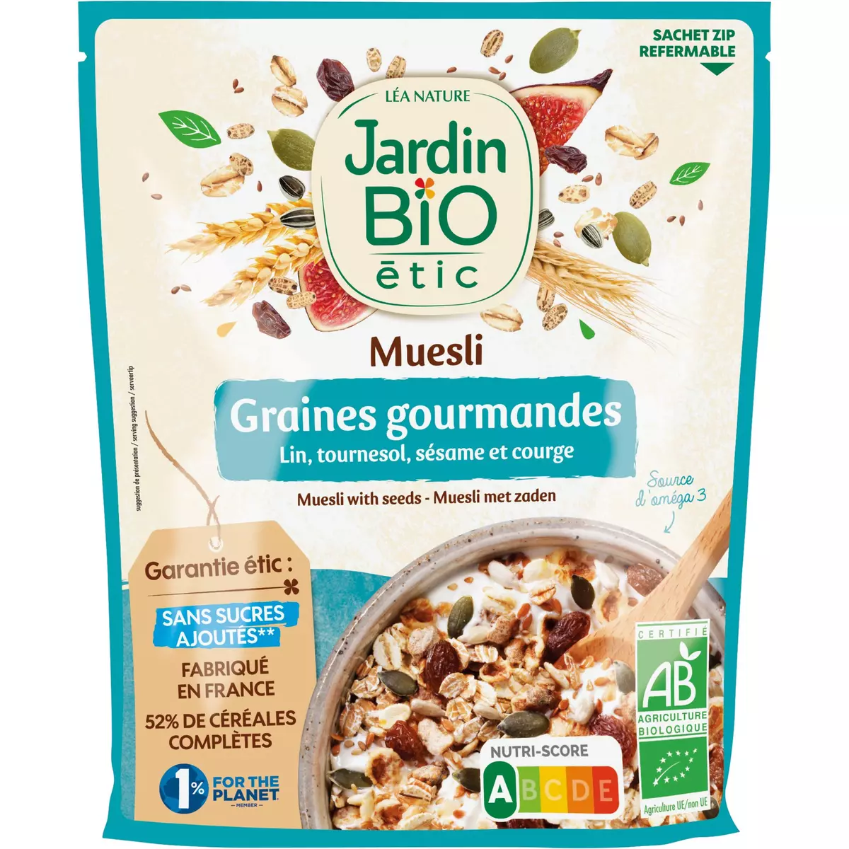 JARDIN BIO ETIC Muesli aux graines gourmandes sans sucres ajoutés 375g