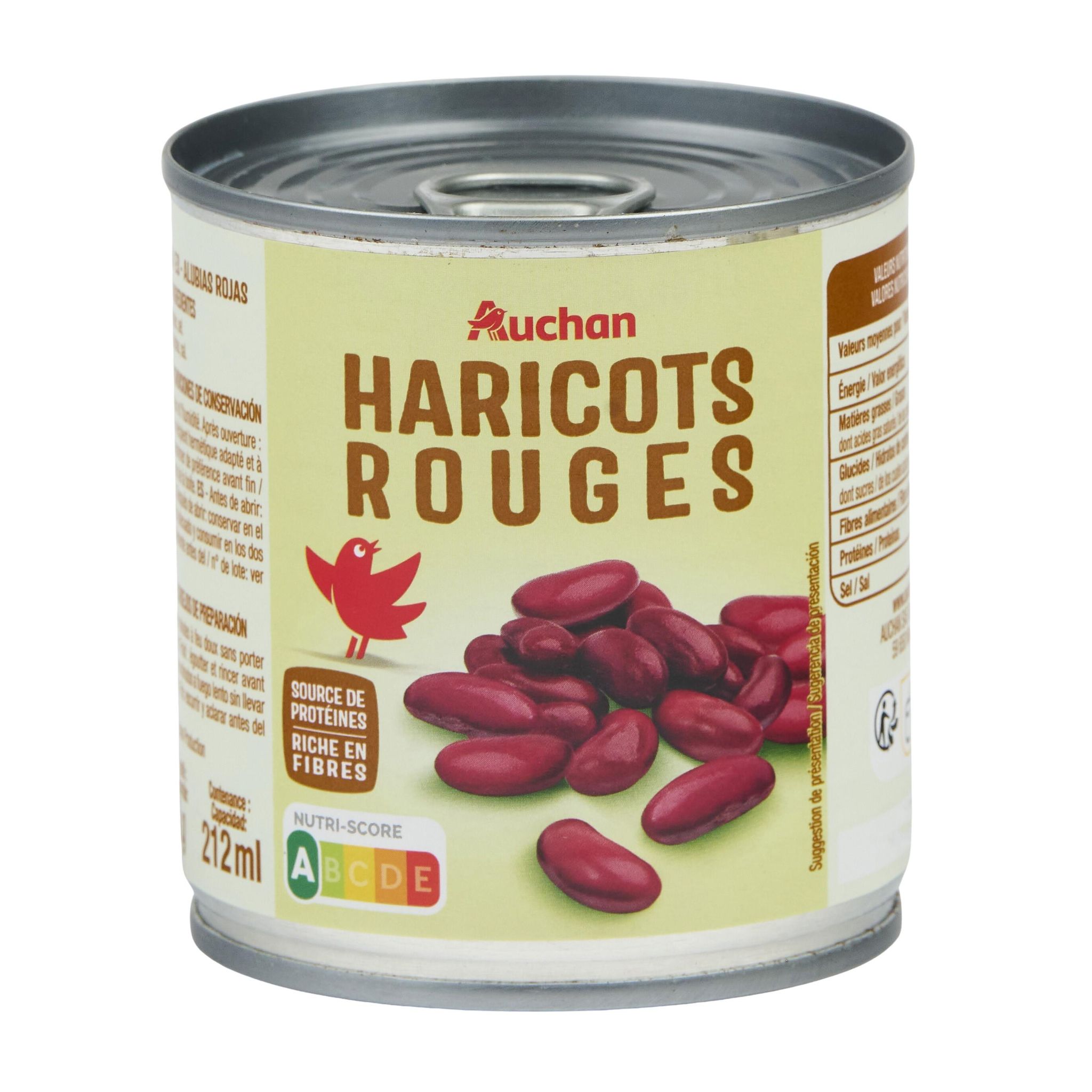 Voir la diapositive 2 : AUCHAN Haricots rouges en conserve 125g