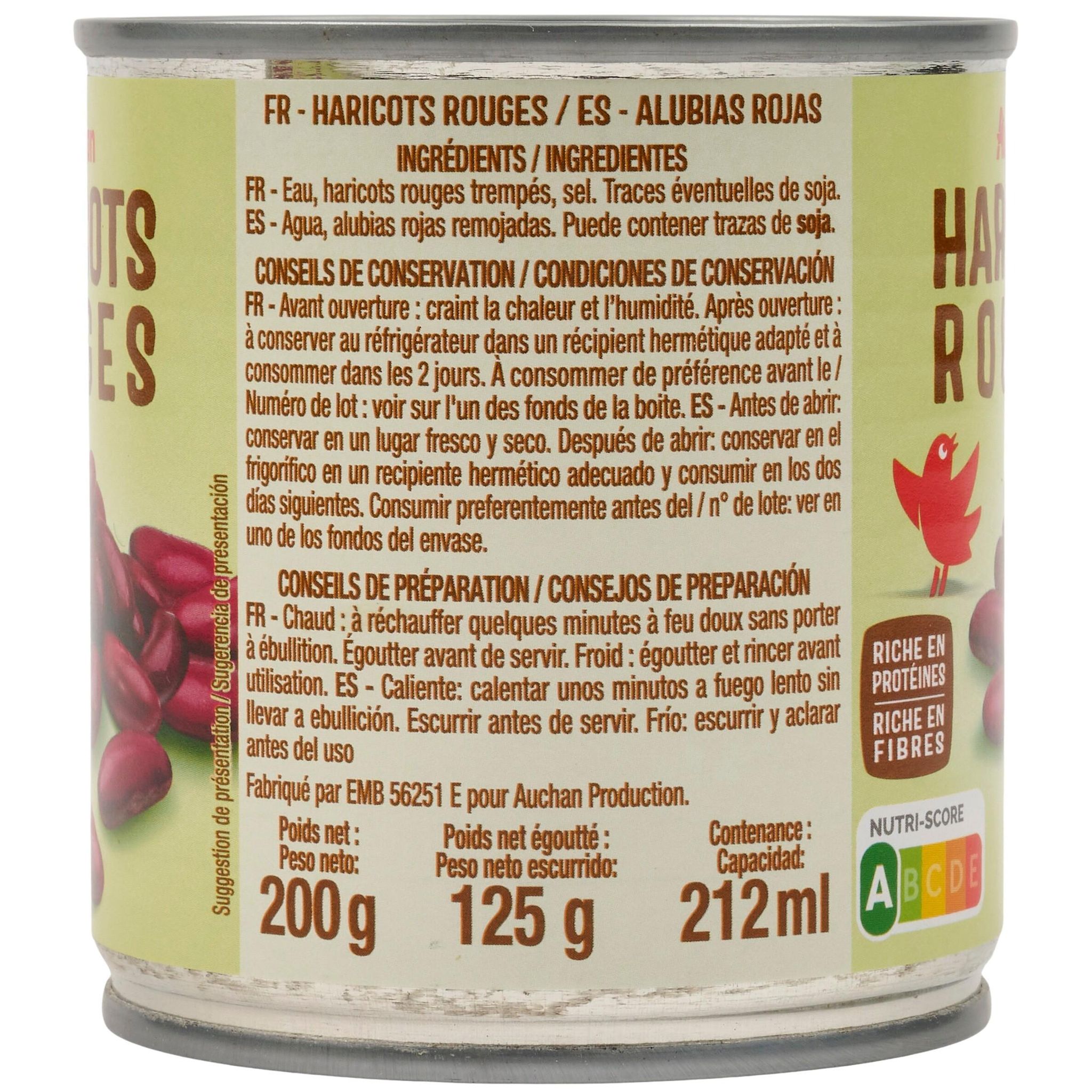 Voir la diapositive 4 : AUCHAN Haricots rouges en conserve 125g