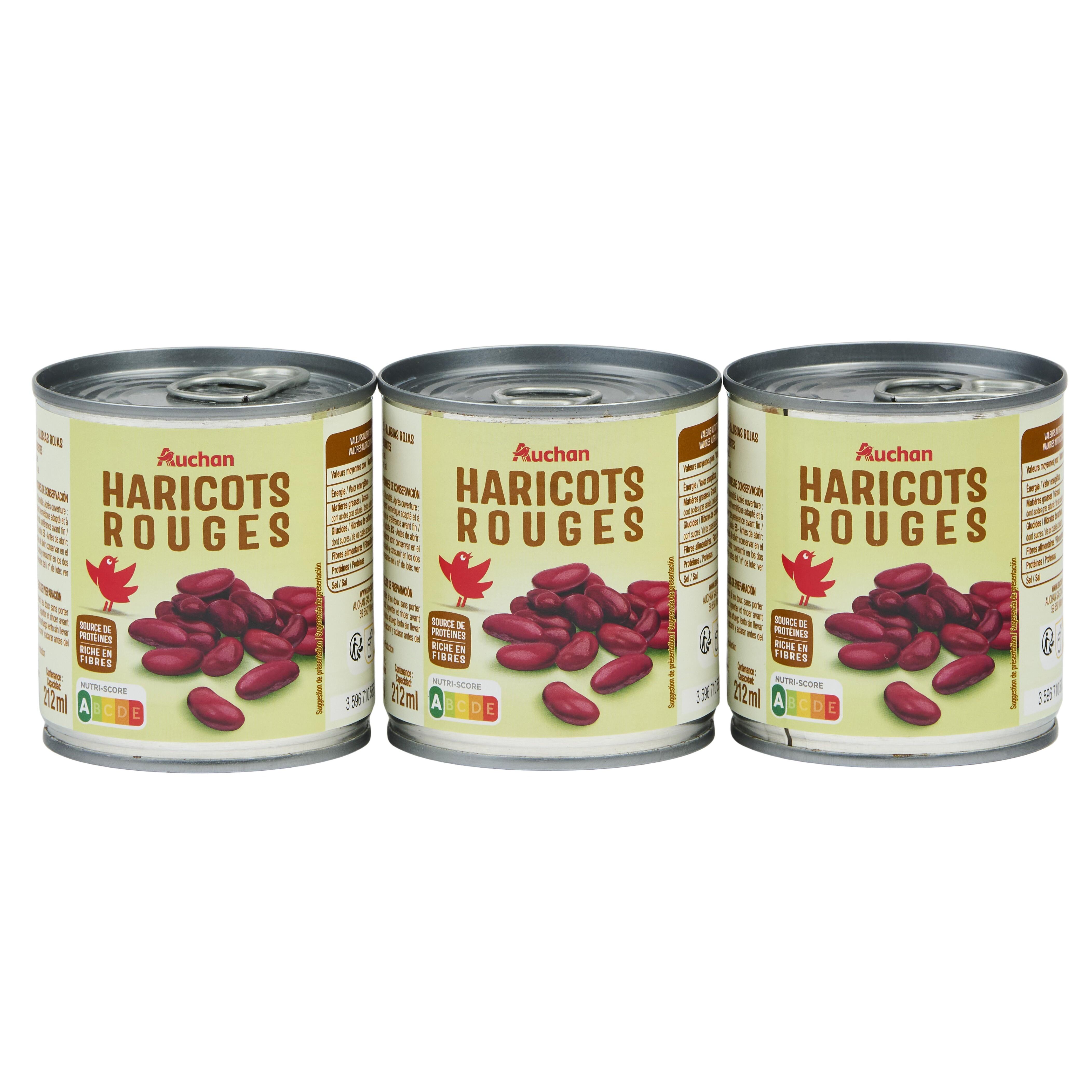 Voir la diapositive 2 : AUCHAN Haricots rouges 3x125g