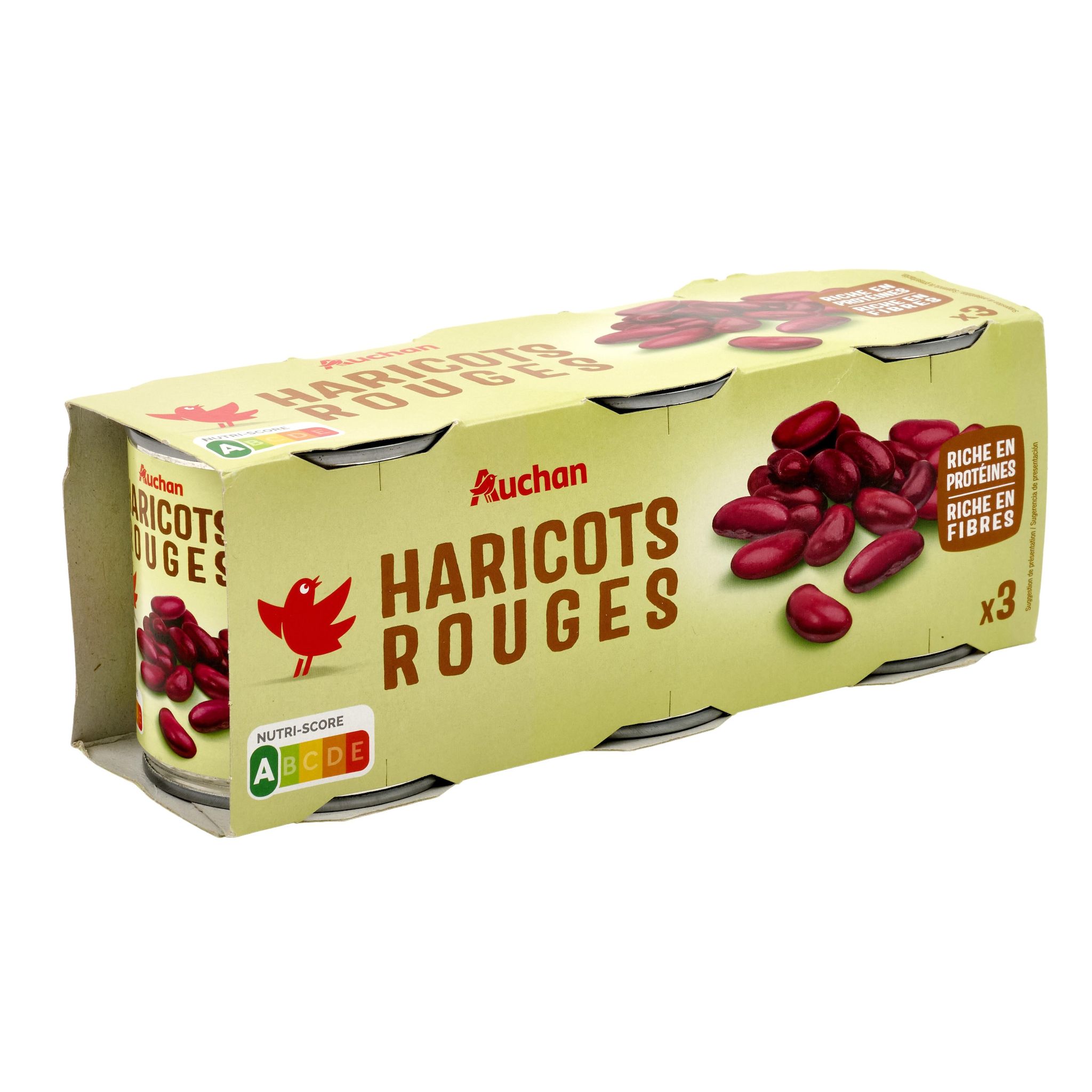 Voir la diapositive 2 : AUCHAN Haricots rouges 3x125g