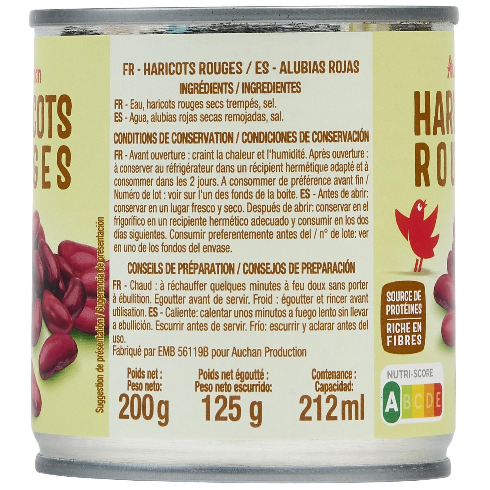 Voir la diapositive 3 : AUCHAN Haricots rouges 3x125g