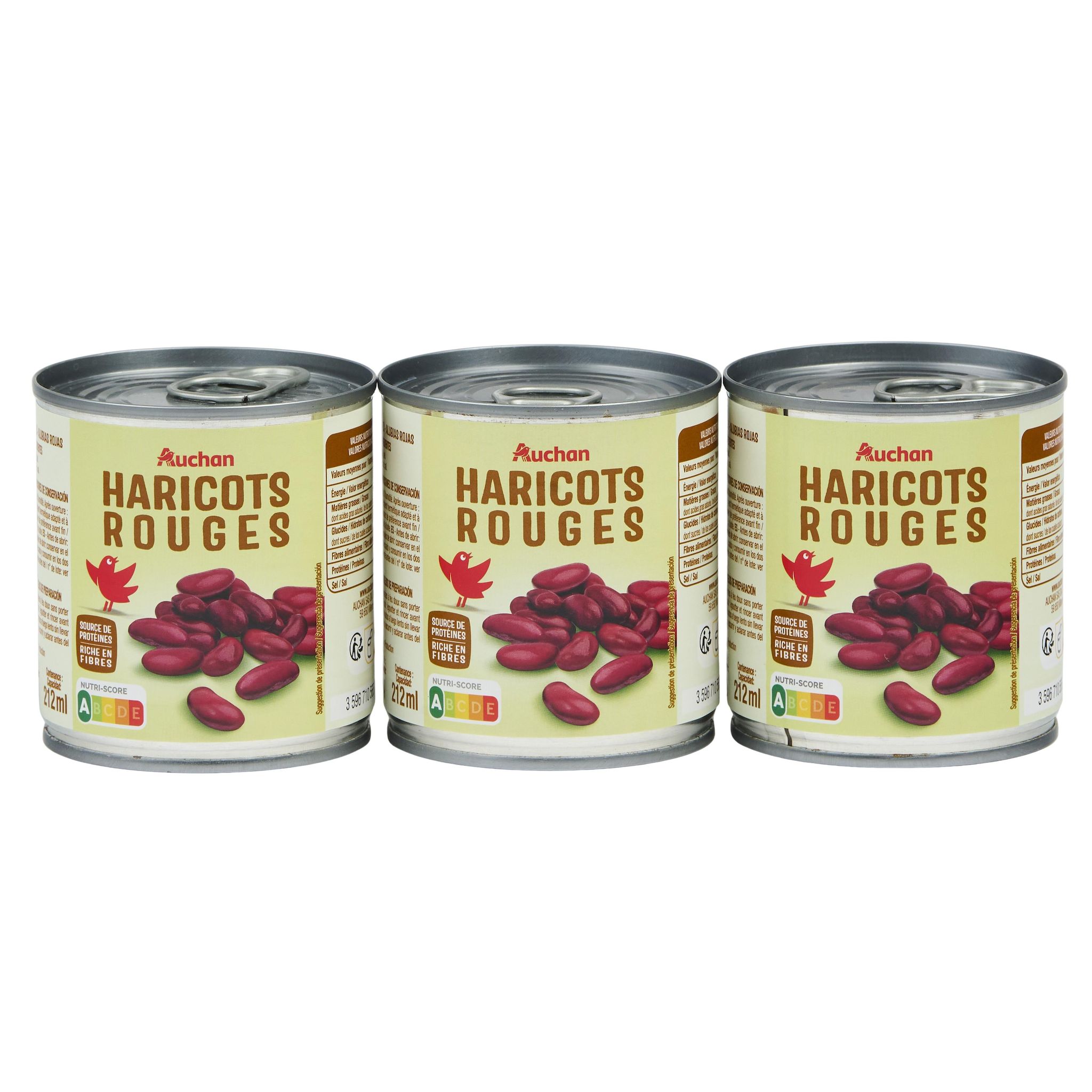 Voir la diapositive 4 : AUCHAN Haricots rouges 3x125g