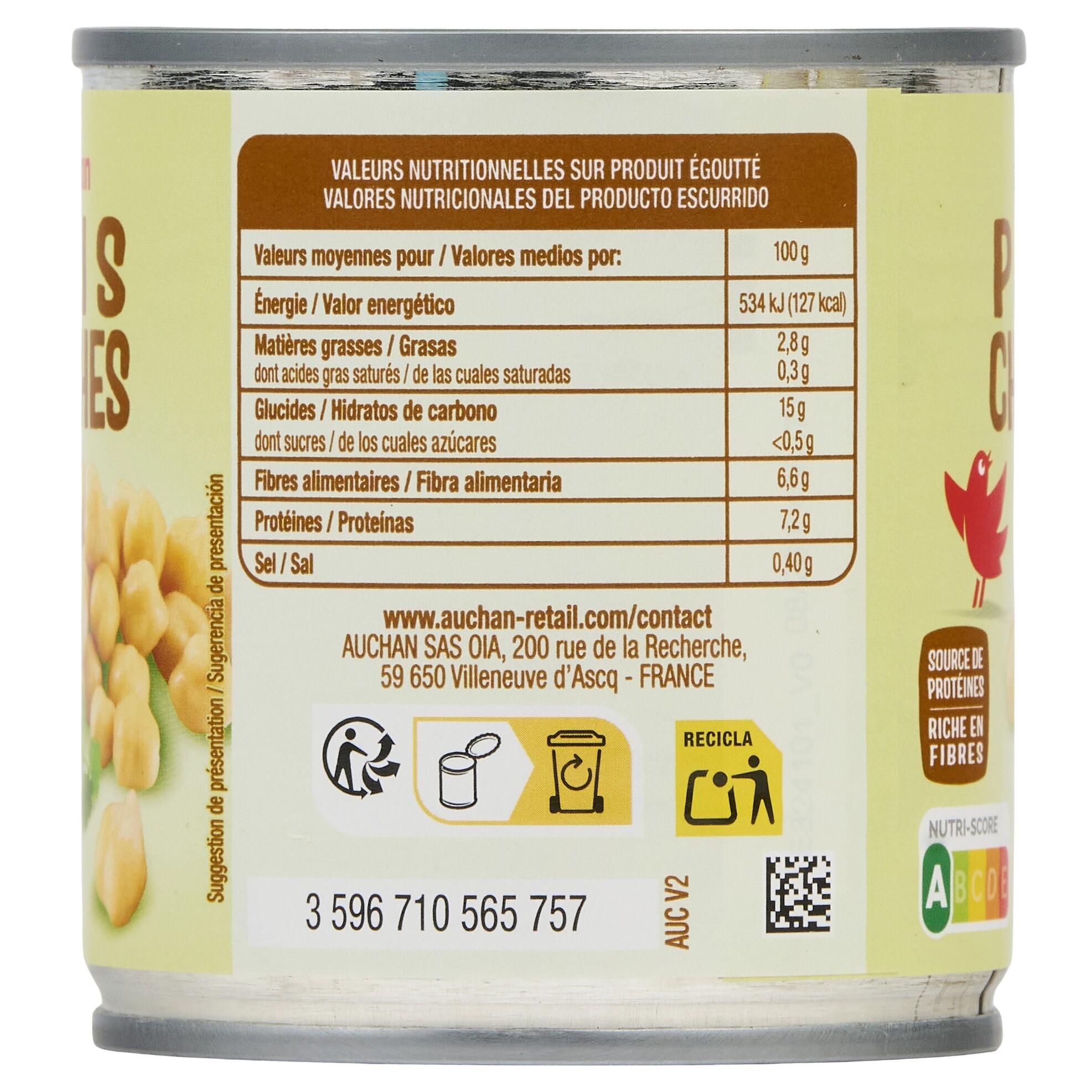 Voir la diapositive 3 : AUCHAN Pois chiche 130g