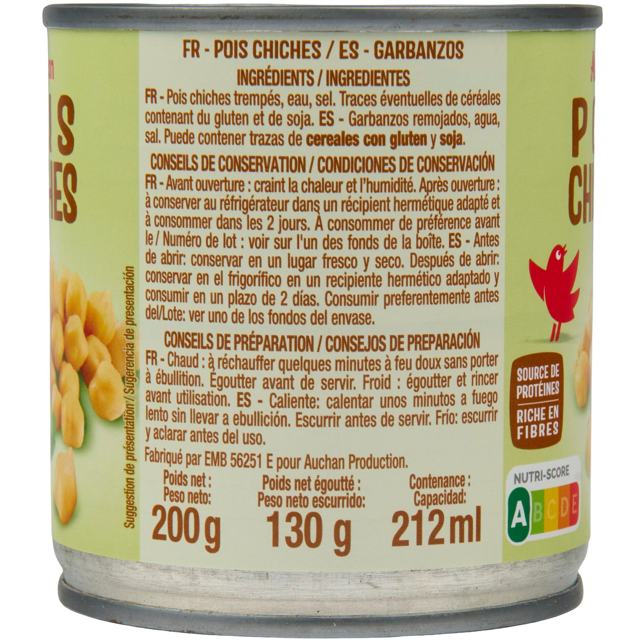 Voir la diapositive 4 : AUCHAN Pois chiche 130g