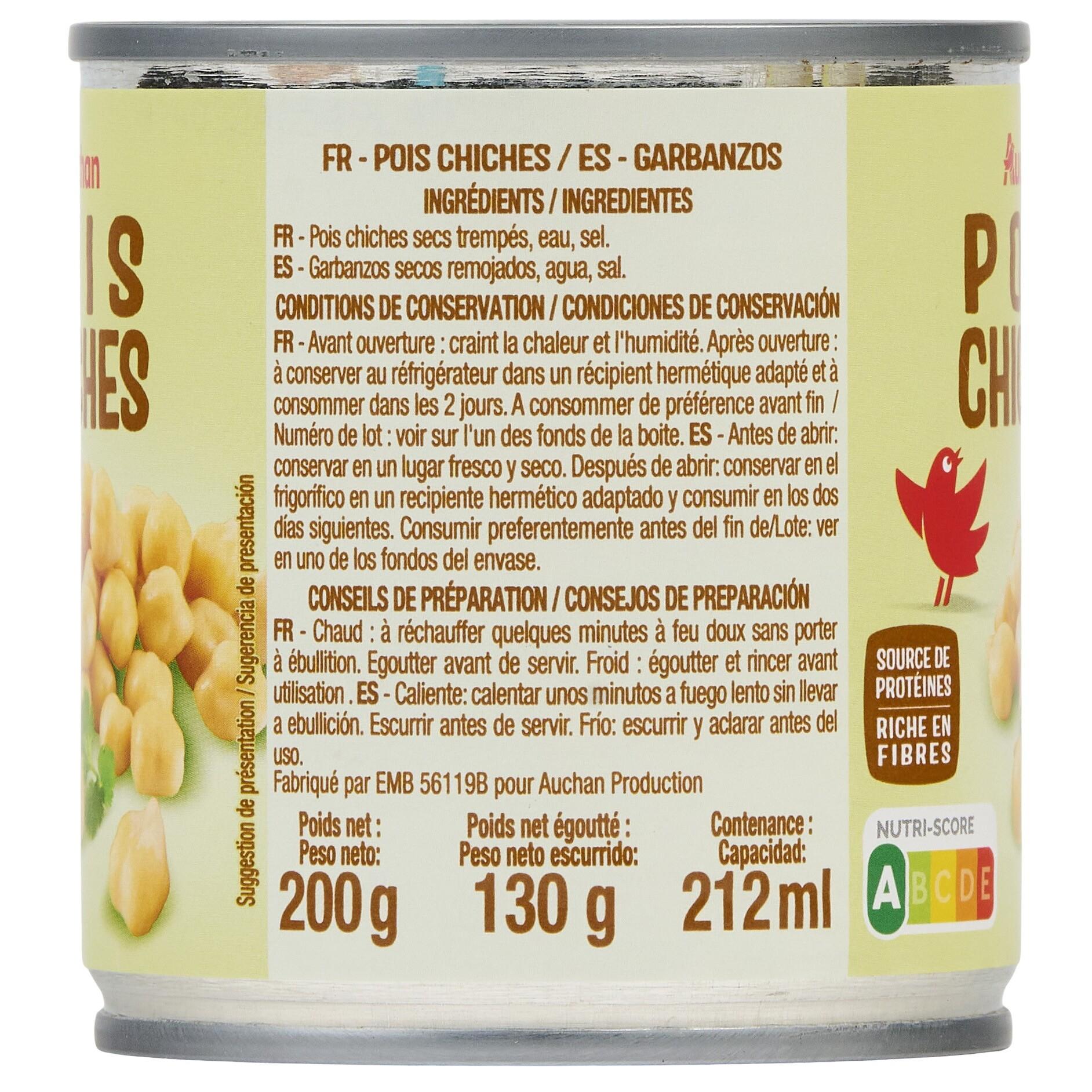 Voir la diapositive 5 : AUCHAN Pois chiche 130g