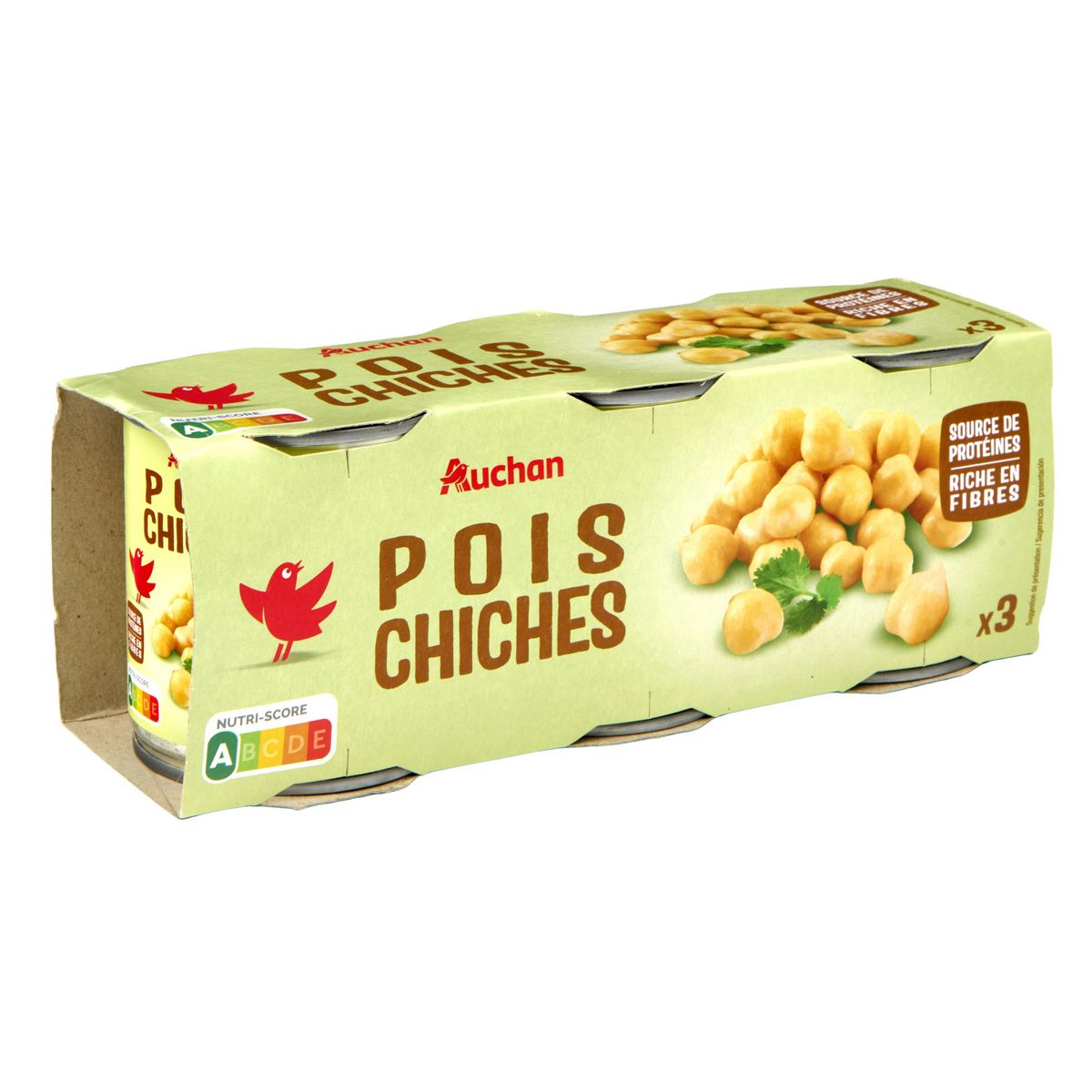 AUCHAN Pois chiches 3x125g