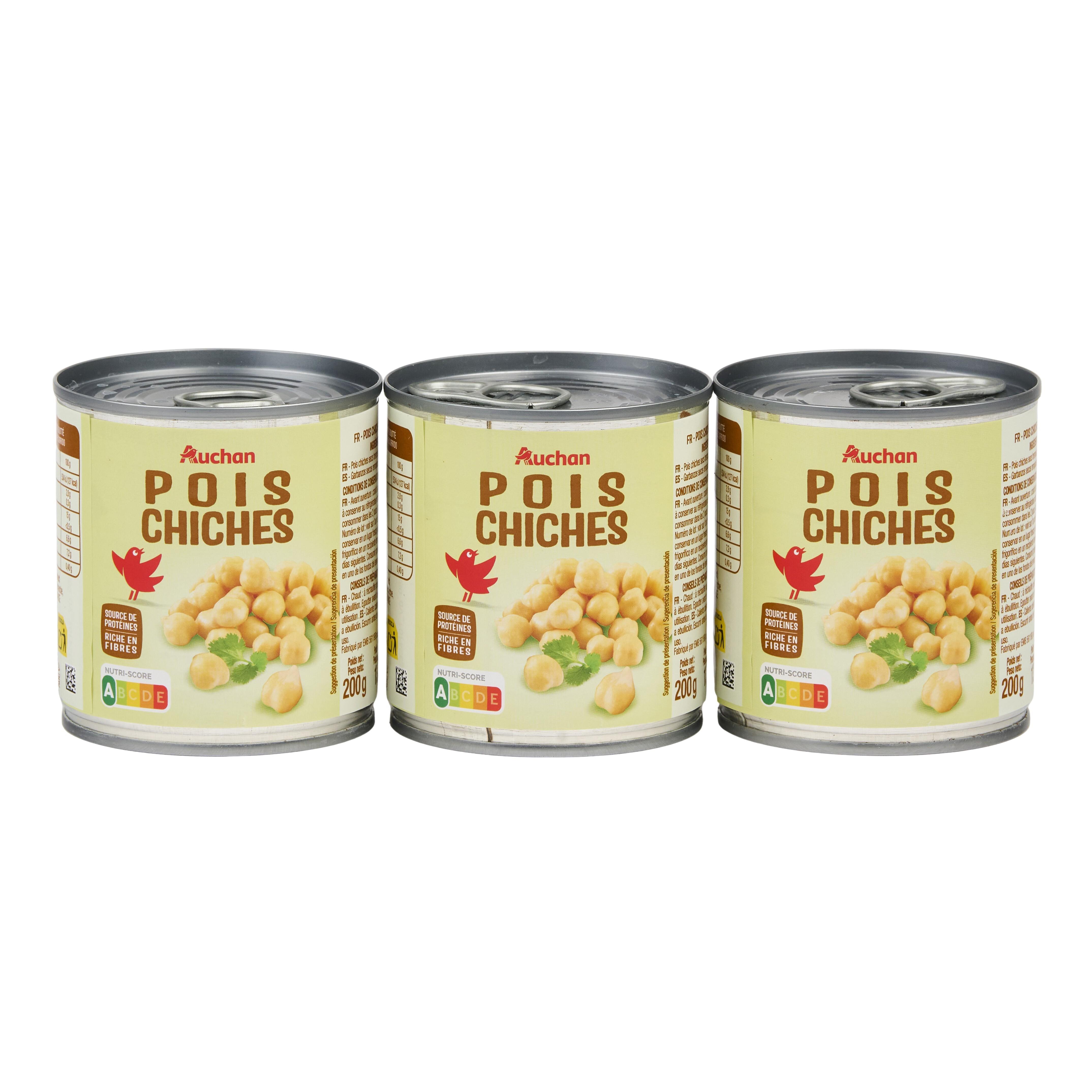 Voir la diapositive 3 : AUCHAN Pois chiches 3x125g