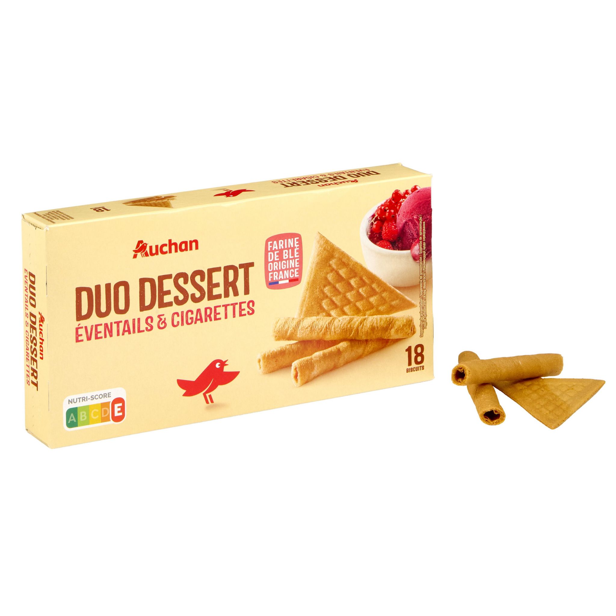 Voir la diapositive 3 : AUCHAN Assortiment de biscuits glacier 2 variétés 16 biscuits 100g