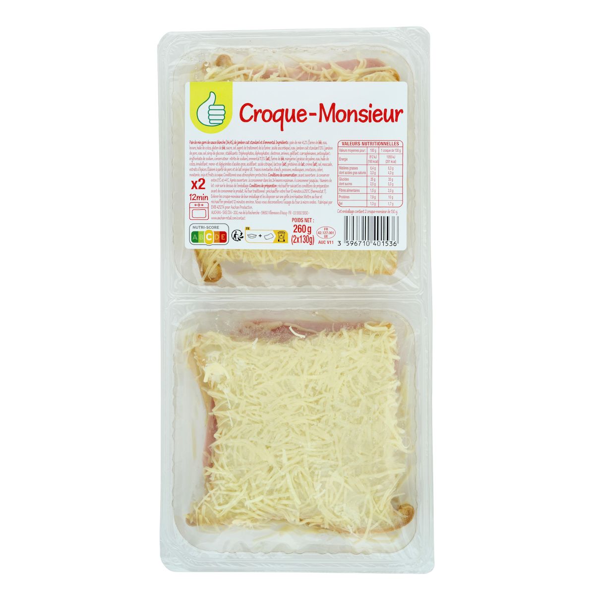 POUCE Croque monsieur 2 pièces 260g