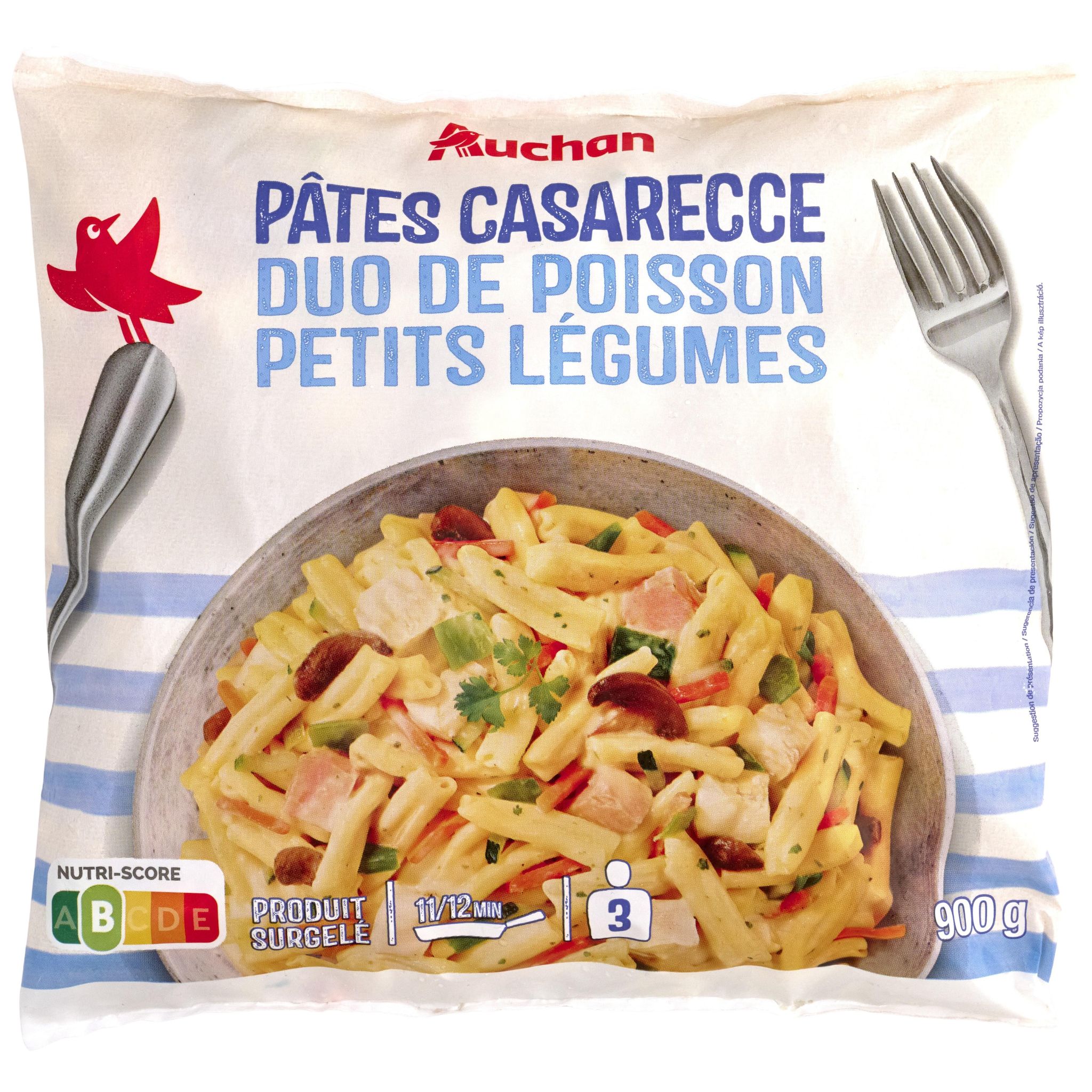 AUCHAN Pâtes aux duo poissons 3 portions 900g