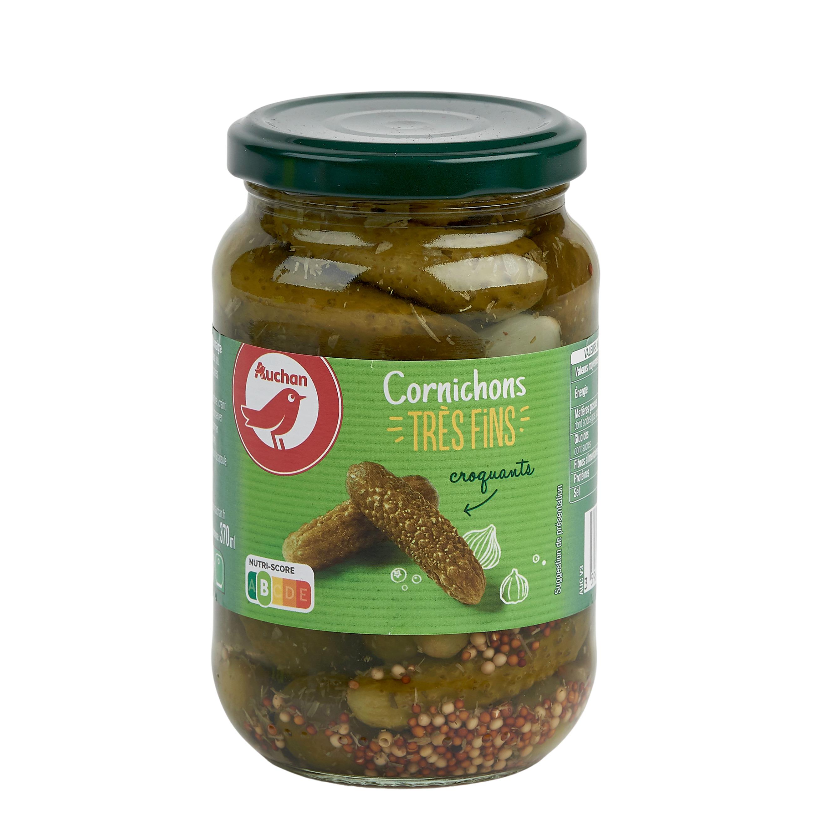 Voir la diapositive 3 : AUCHAN Cornichons très fins croquants 185g
