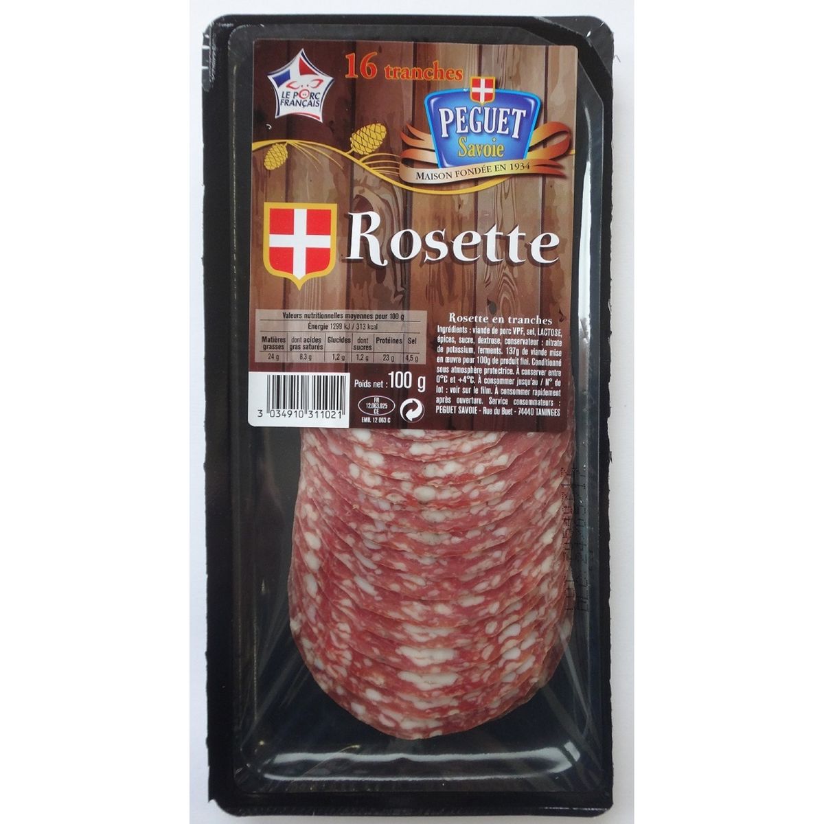 PEGUET Rosette 16 tranches 100g