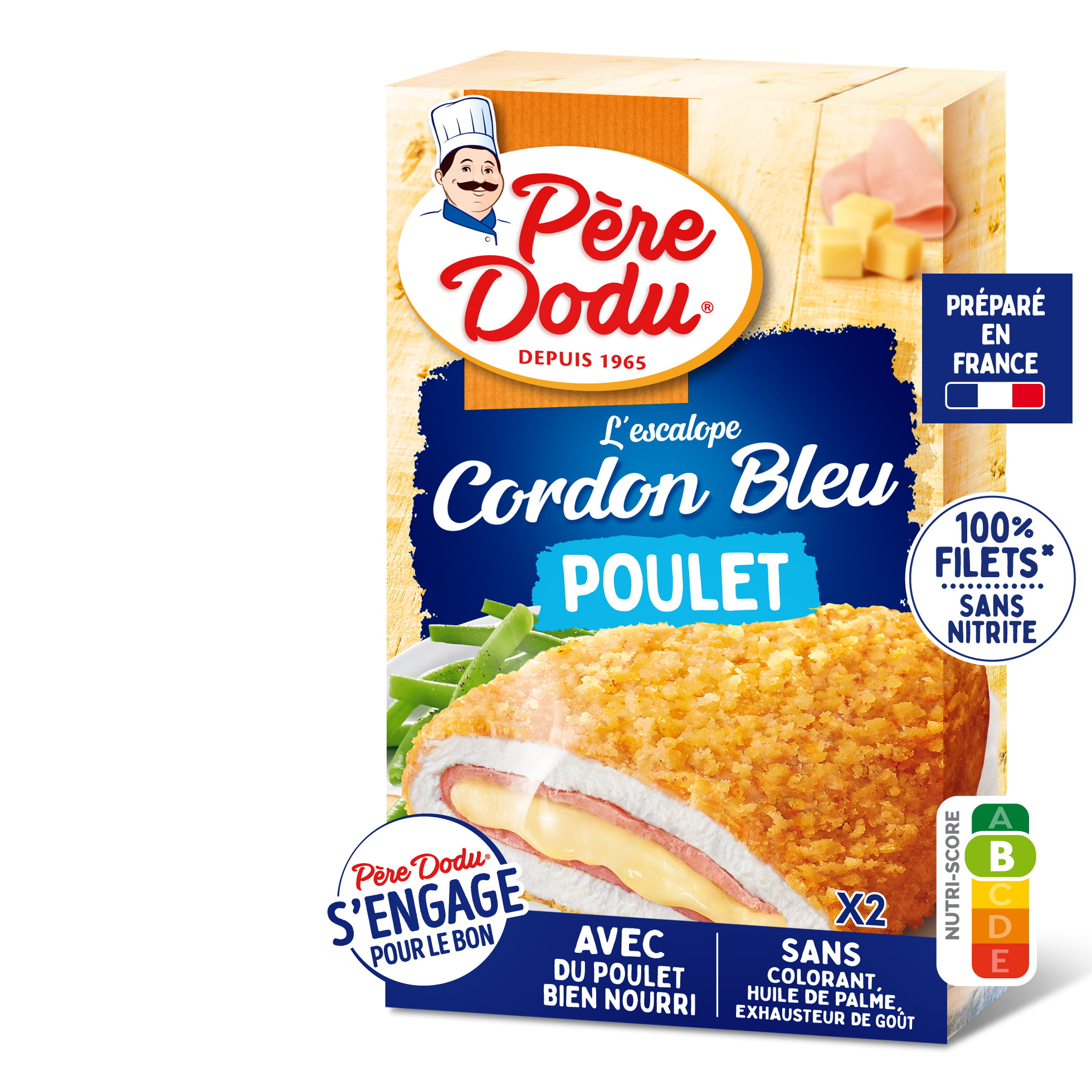 Voir la diapositive 13 : PERE DODU Escalope cordon bleu poulet 2 pièces 200g