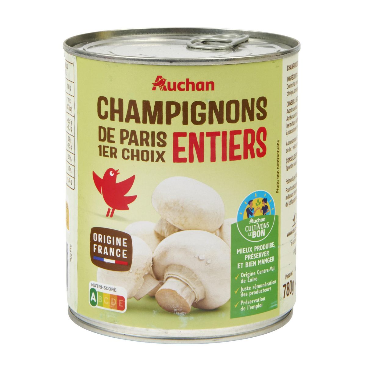 AUCHAN Champignons entiers 1er choix 460g