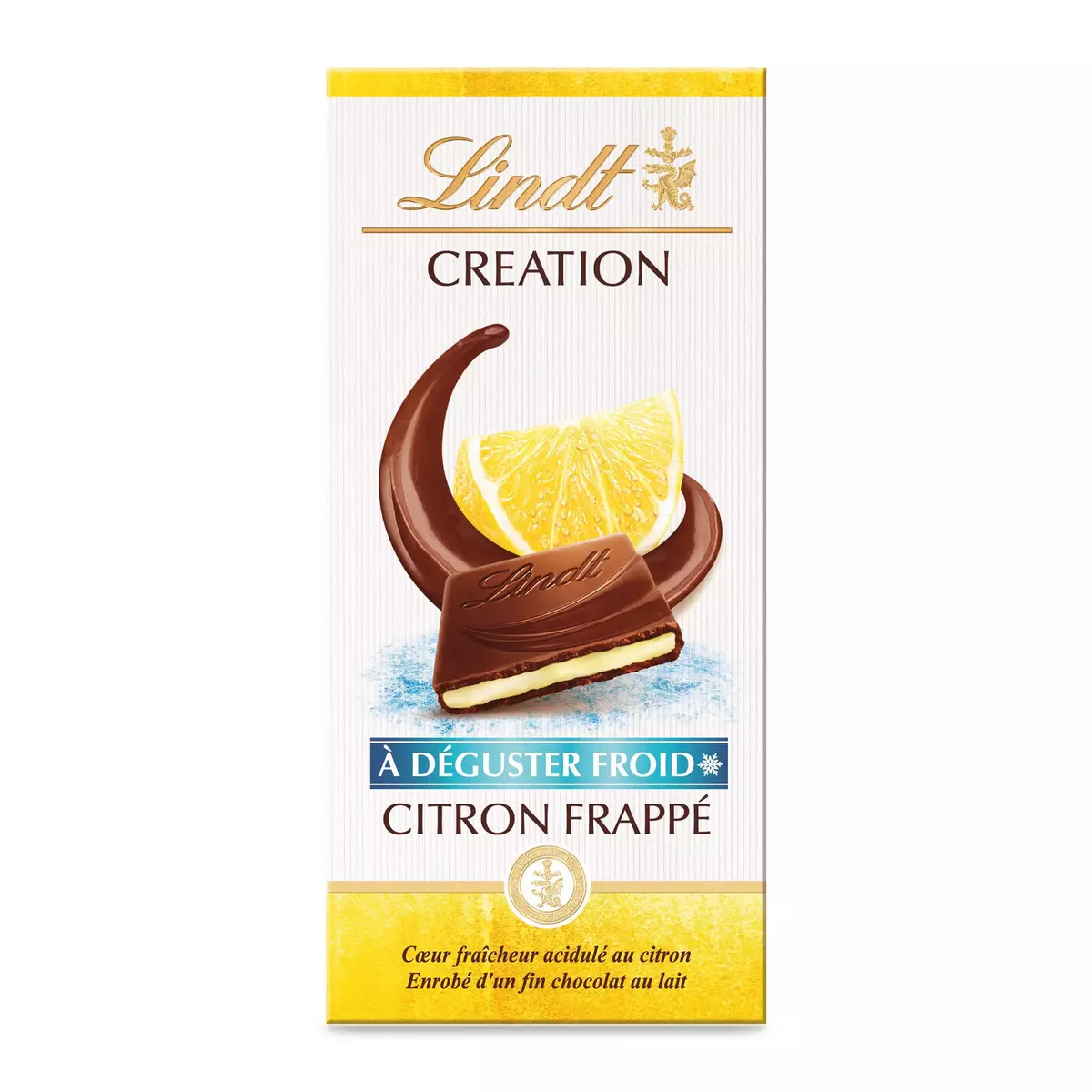 LINDT Création tablette de chocolat au lait citron frappé acidulé 1 pièce 150g