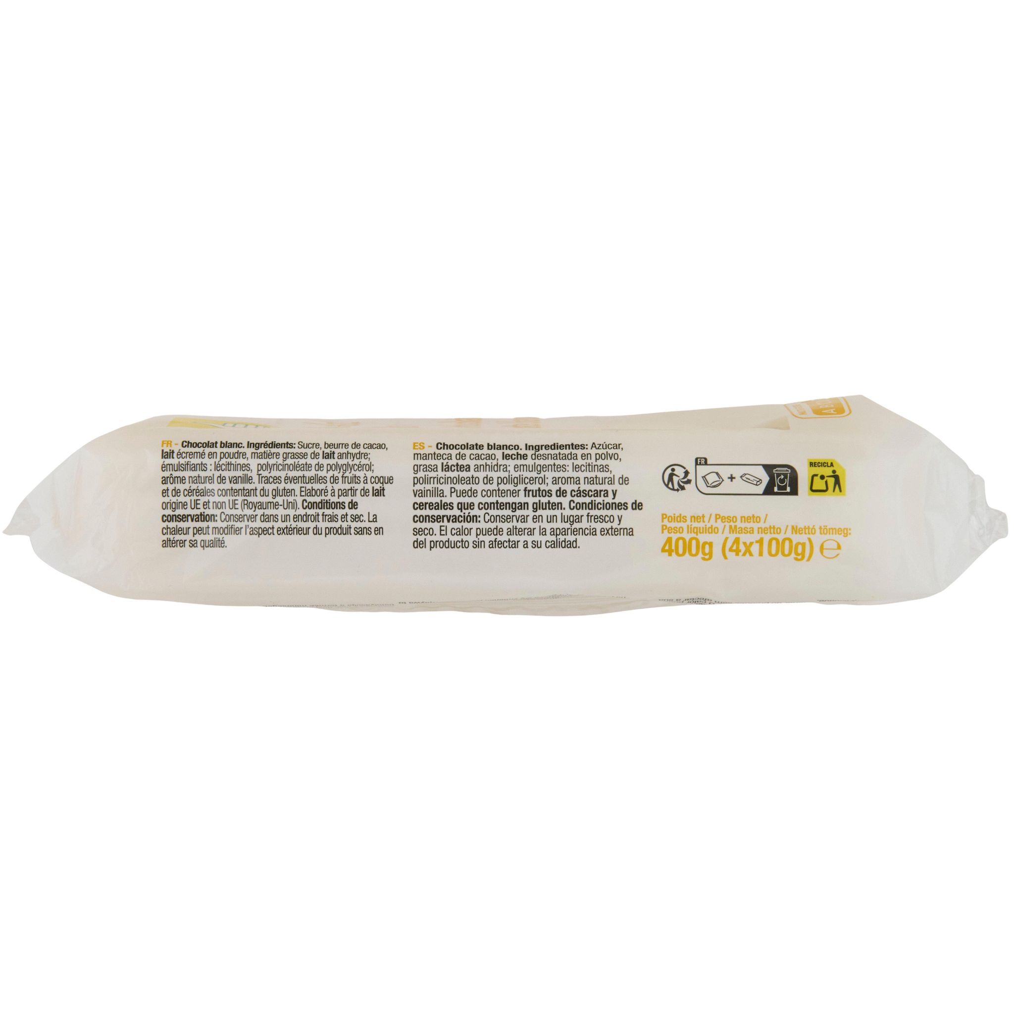 Voir la diapositive 2 : POUCE Tablette de chocolat blanc 4 pièces 4x100g