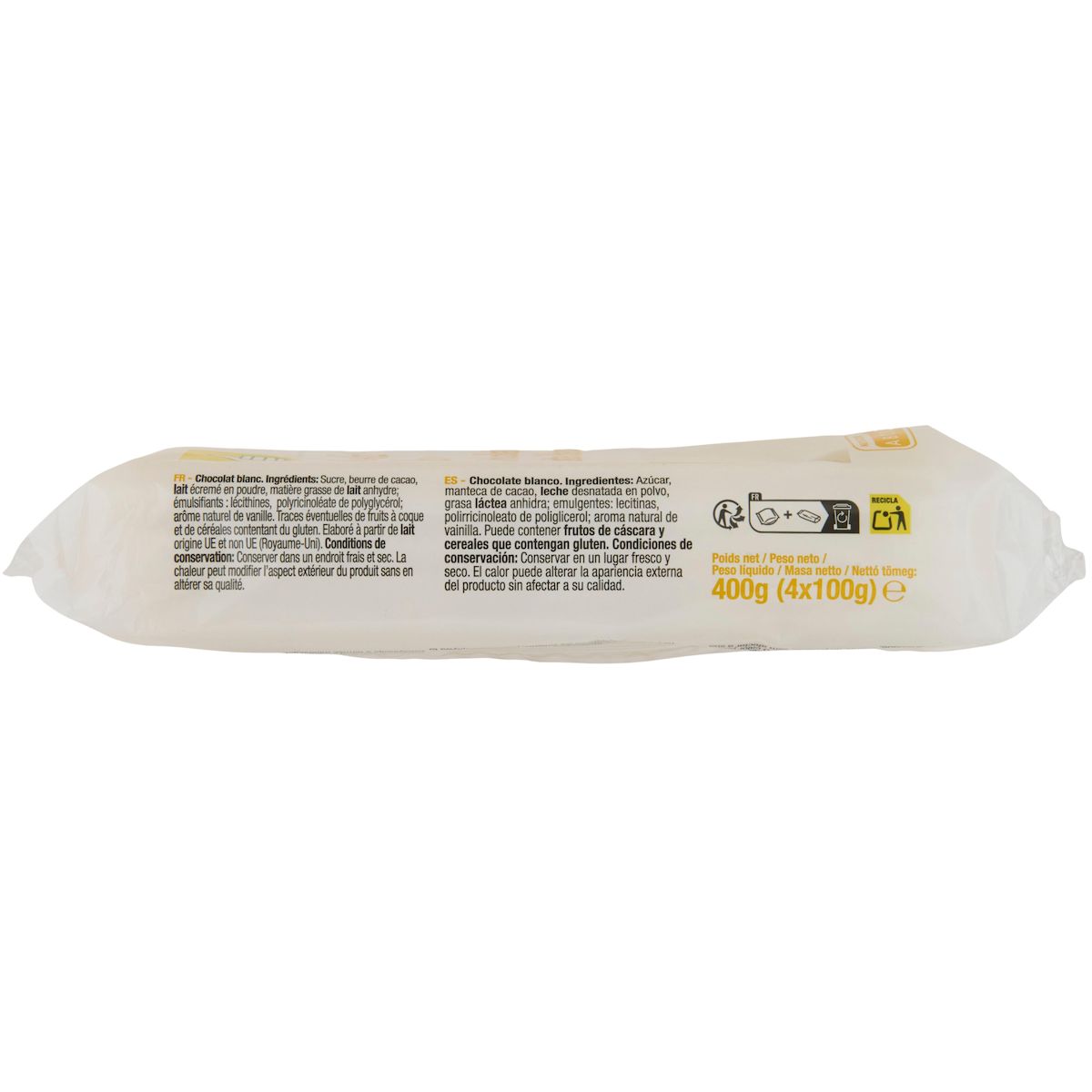 POUCE Tablette de chocolat blanc 4 pièces 4x100g