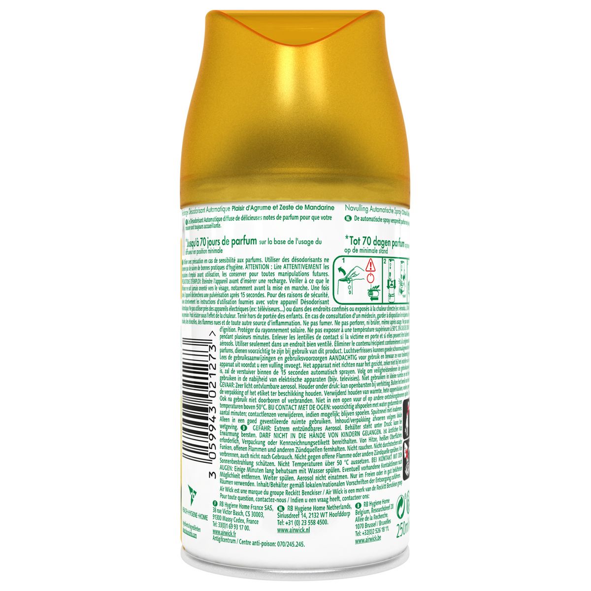 AIR WICK Freshmatic recharge désodorisant agrume et mandarine 250ml