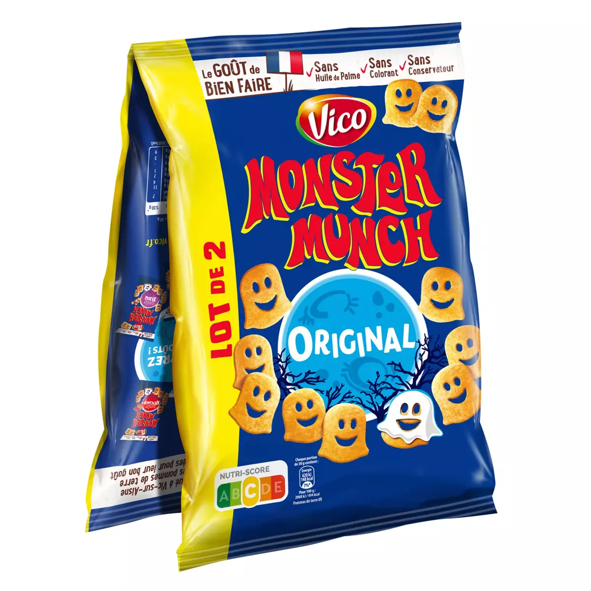 MONSTER MUNCH Biscuits soufflés goût original lot de 2 2x85g