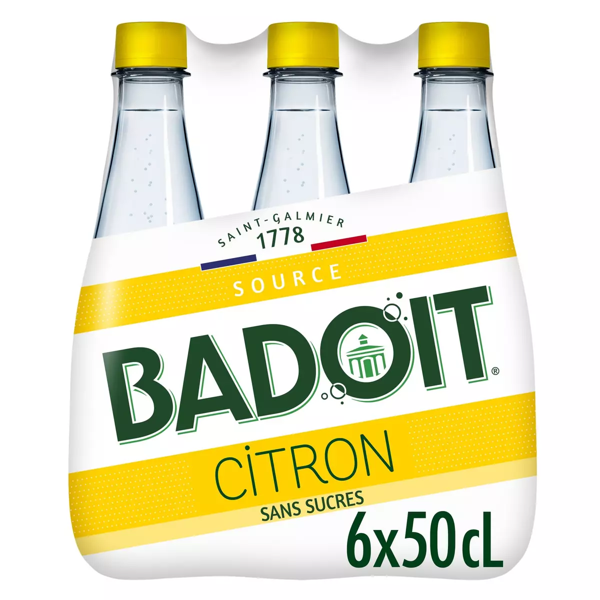 BADOIT Eau gazeuse à l'arôme naturel de citron bouteilles 6x50cl