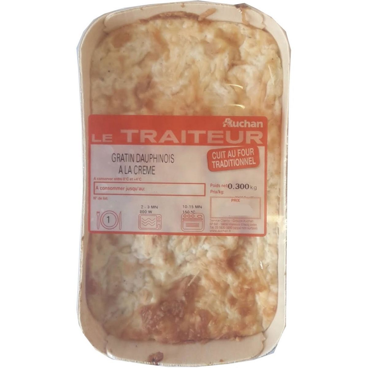 AUCHAN LE TRAITEUR Gratin dauphinois à la crème 300g