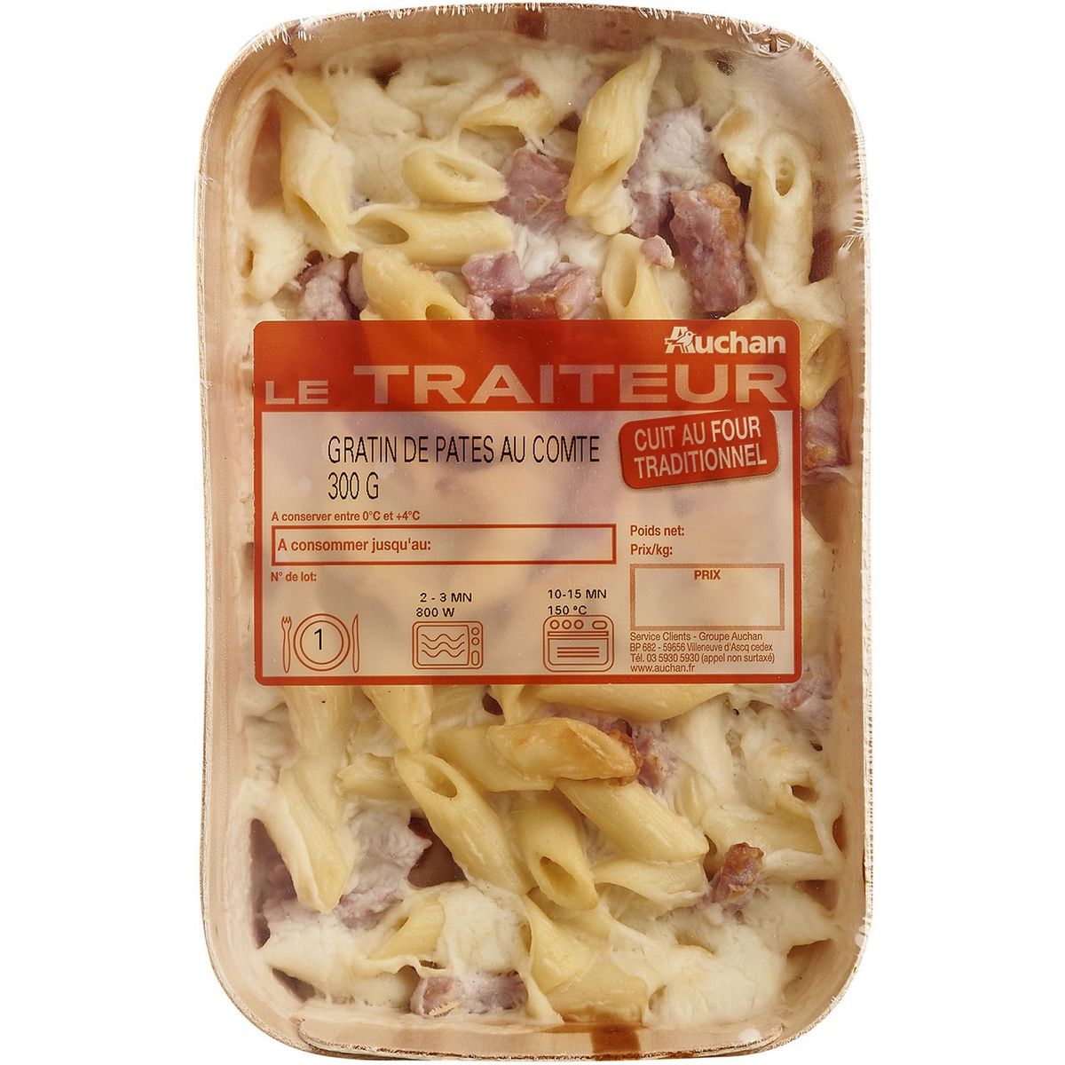 AUCHAN LE TRAITEUR Gratin de pâtes au comté 300g