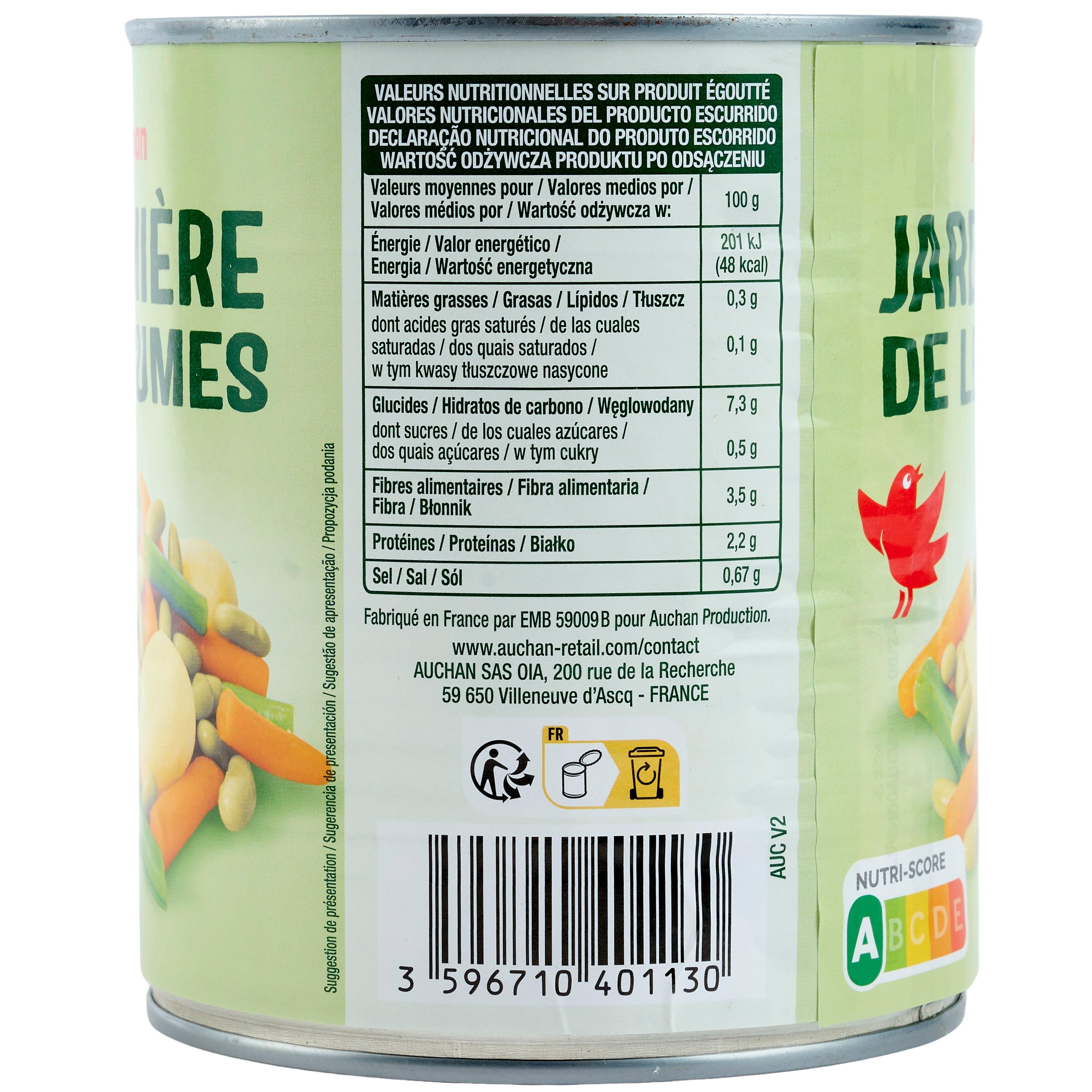 Voir la diapositive 2 : AUCHAN Jardinière 4 légumes 510g