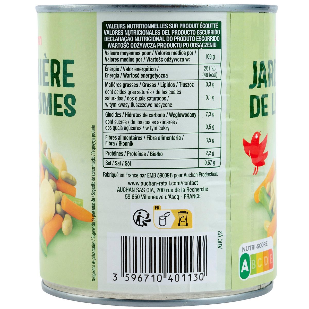 AUCHAN Jardinière 4 légumes 510g