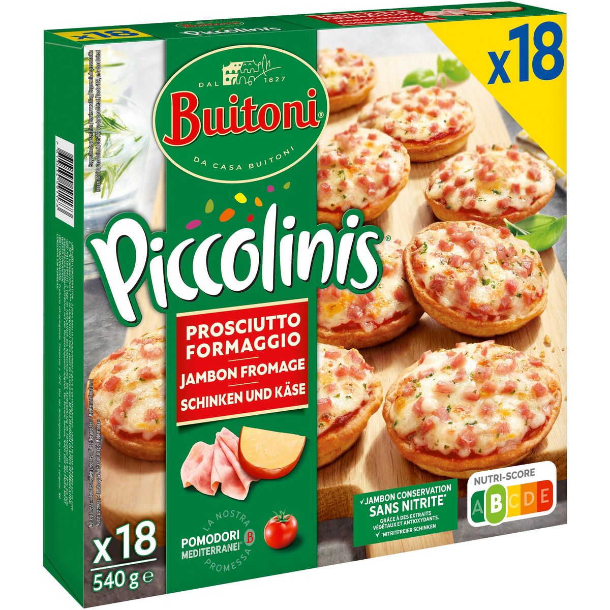 BUITONI Piccollini Mini-Pizzas jambon fromage 18 pièces 540g
